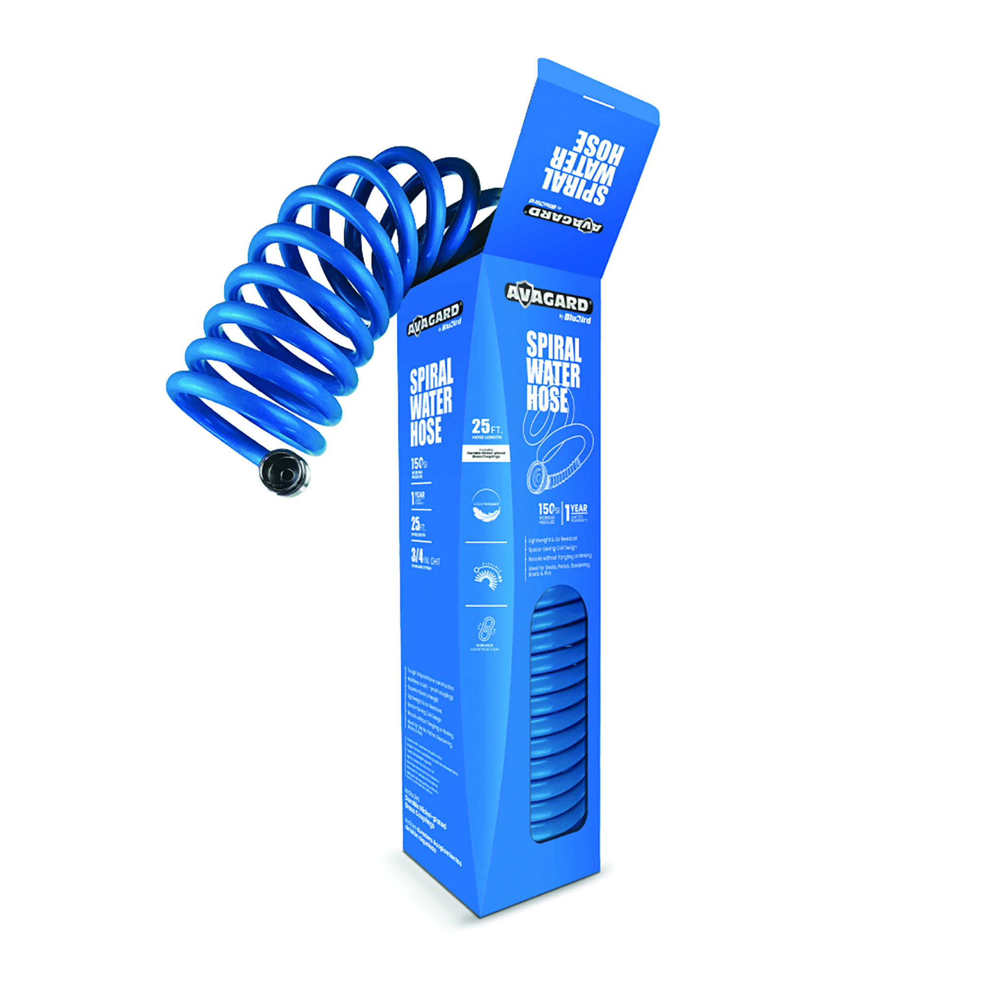 Avagard 25ft. Blue Recoil Water Hose, 400 PSI, Model# AVGRWH25FT-BL