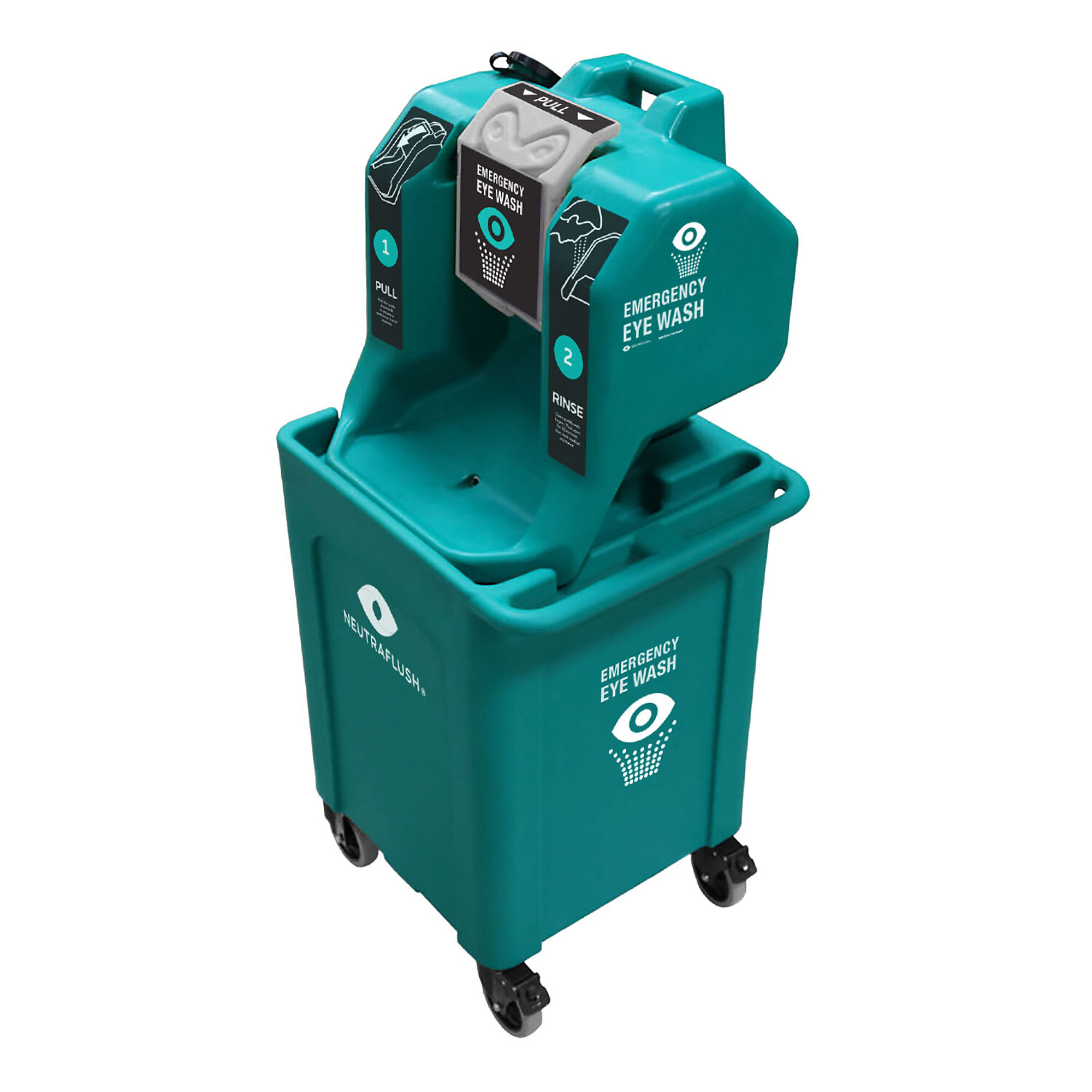 Aero Healthcare Neutraflush, NeutraFlush 16 Gal. Eyewash Station + drain cart, Model# NFS2048C