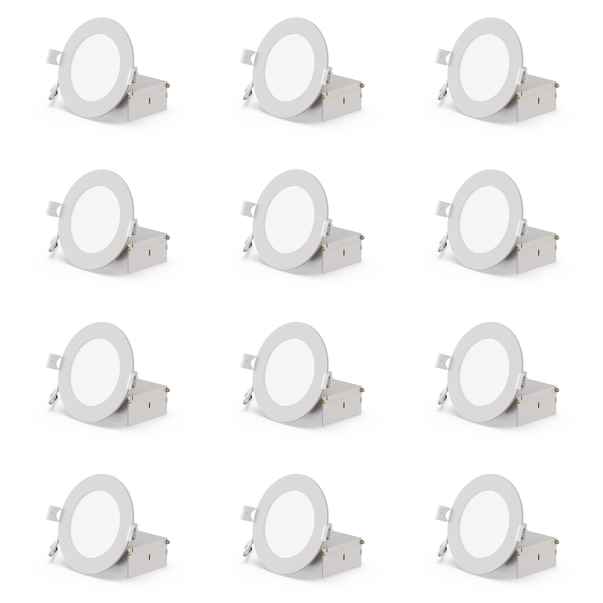 Infibrite Slim LED Light Kit - 4in., 2700K, 9W, 750 Lumens, 12 Pcs, Hardwired, White, Model# IB-001-2-9W-WH-12PK