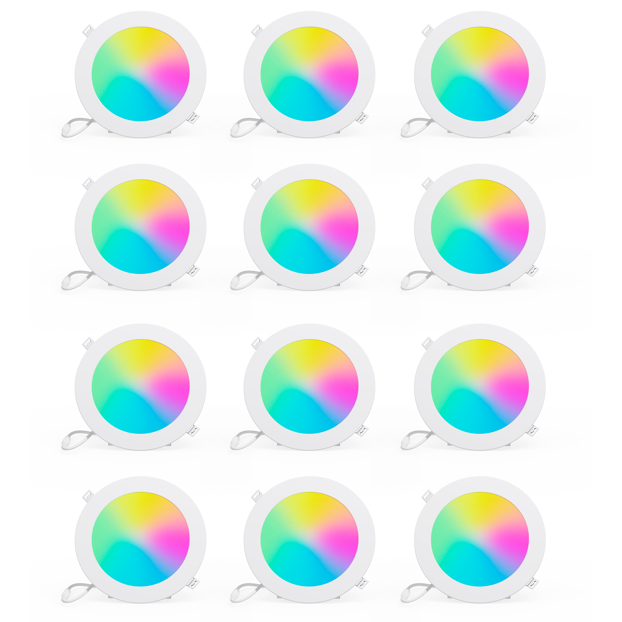 Infibrite WiFi Slim Recessed LED Lights - 6in., 12W, 1100 Lumens, 12 Pack, Voice Control, 16 Million Colors, Wet Rated, Model# IB-002-1-12W-WH-12PK