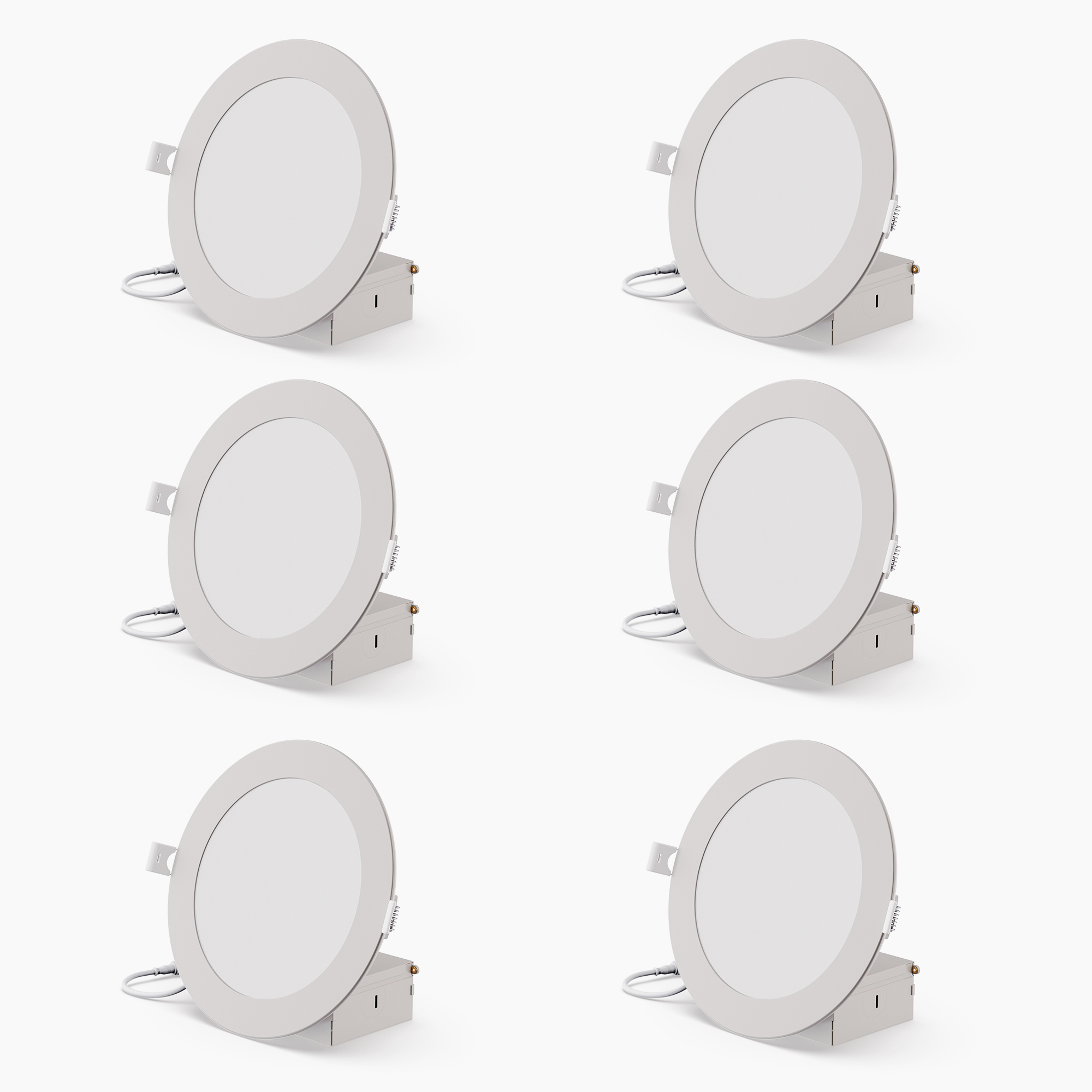 Infibrite Slim LED Light Kit - 6in., 12W, 1050 Lumens, 5 CCT, Ultra Thin, Wet Rated, 6 Pcs, Model# IB-002-8-12W-WH-6PK