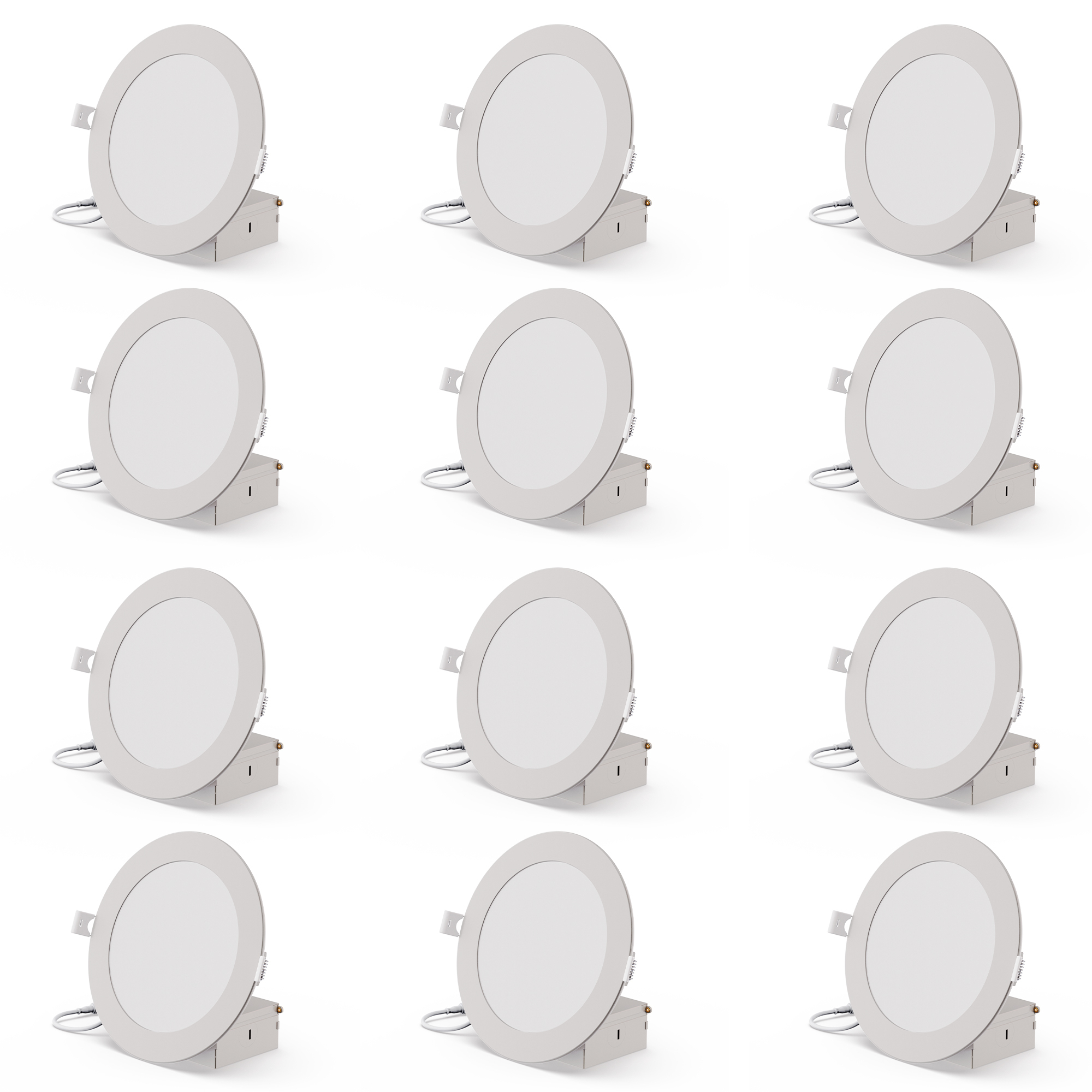 Infibrite Slim LED Light Kit - 6in., 3000K, 12W, 1050 Lumens, 12 Pcs, Hardwired, White, Model# IB-002-3-12W-WH-12PK