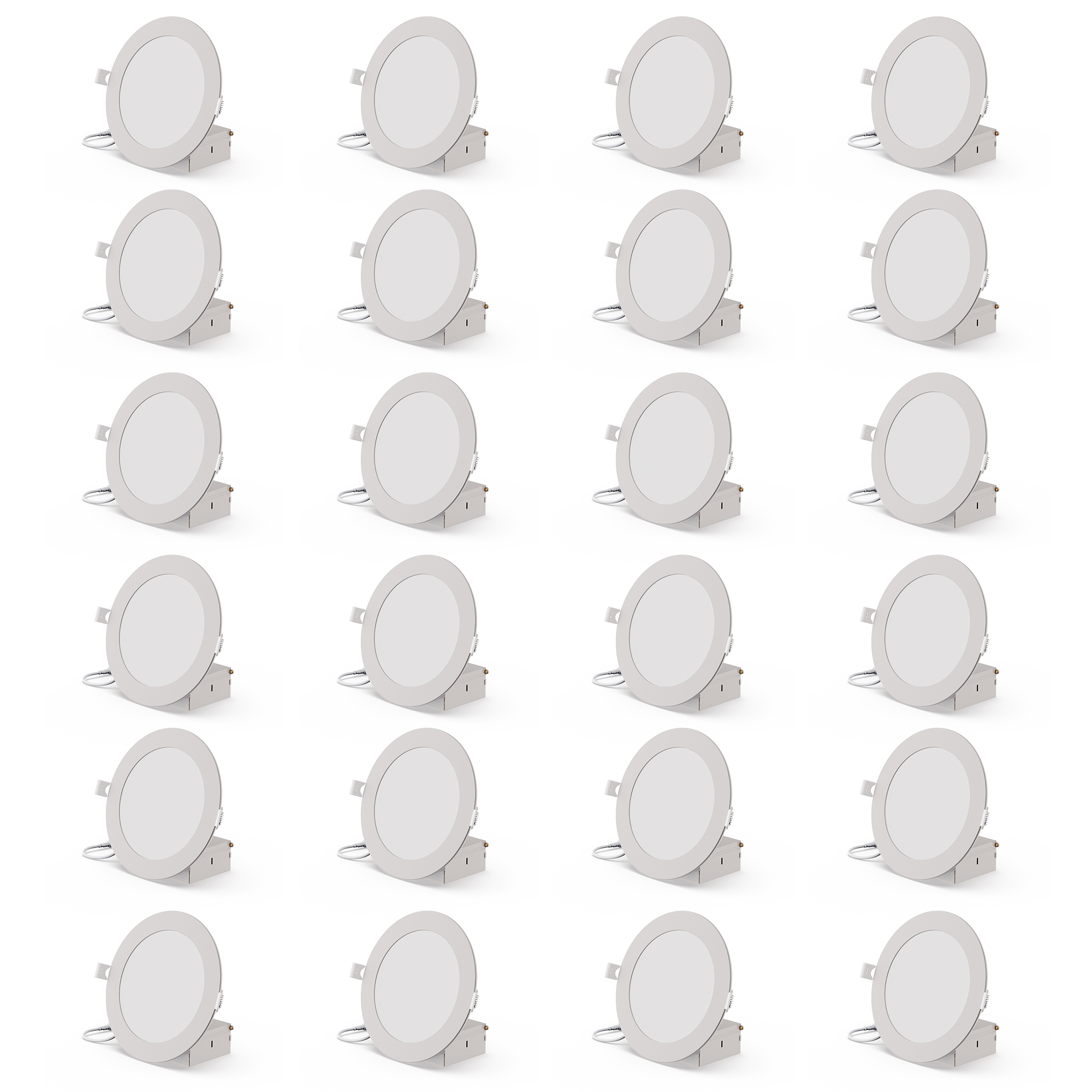 Infibrite Slim LED Light Kit - 6in. 12W, 3000K, 1050 Lumens, Dimmable, Wet Rated, White, 24 Pack, Model# IB-002-3-12W-WH-24PK