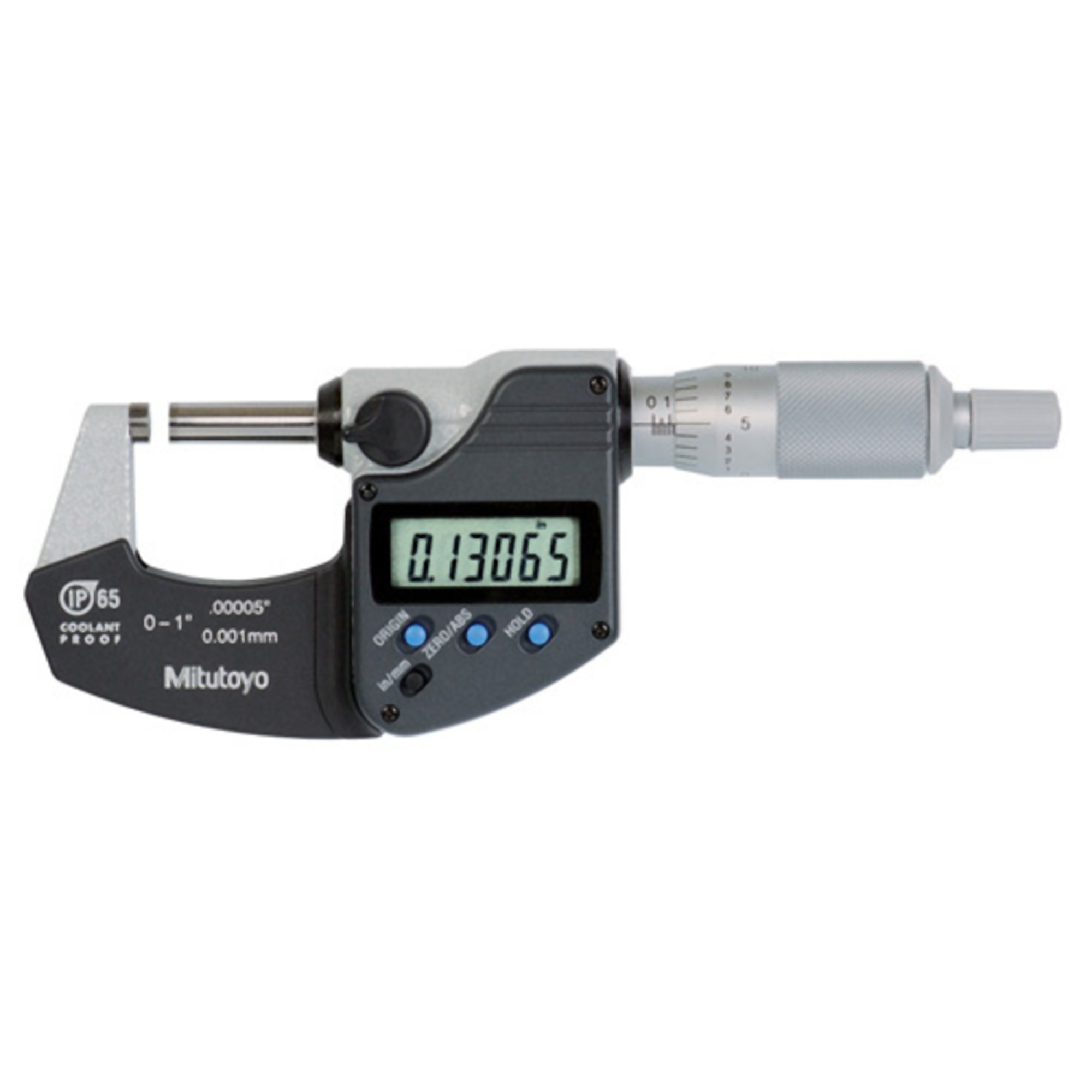 Mitutoyo Digi Micrometer - 1in. Capacity, Ratchet Stop, IP65, Model# 293-330-30