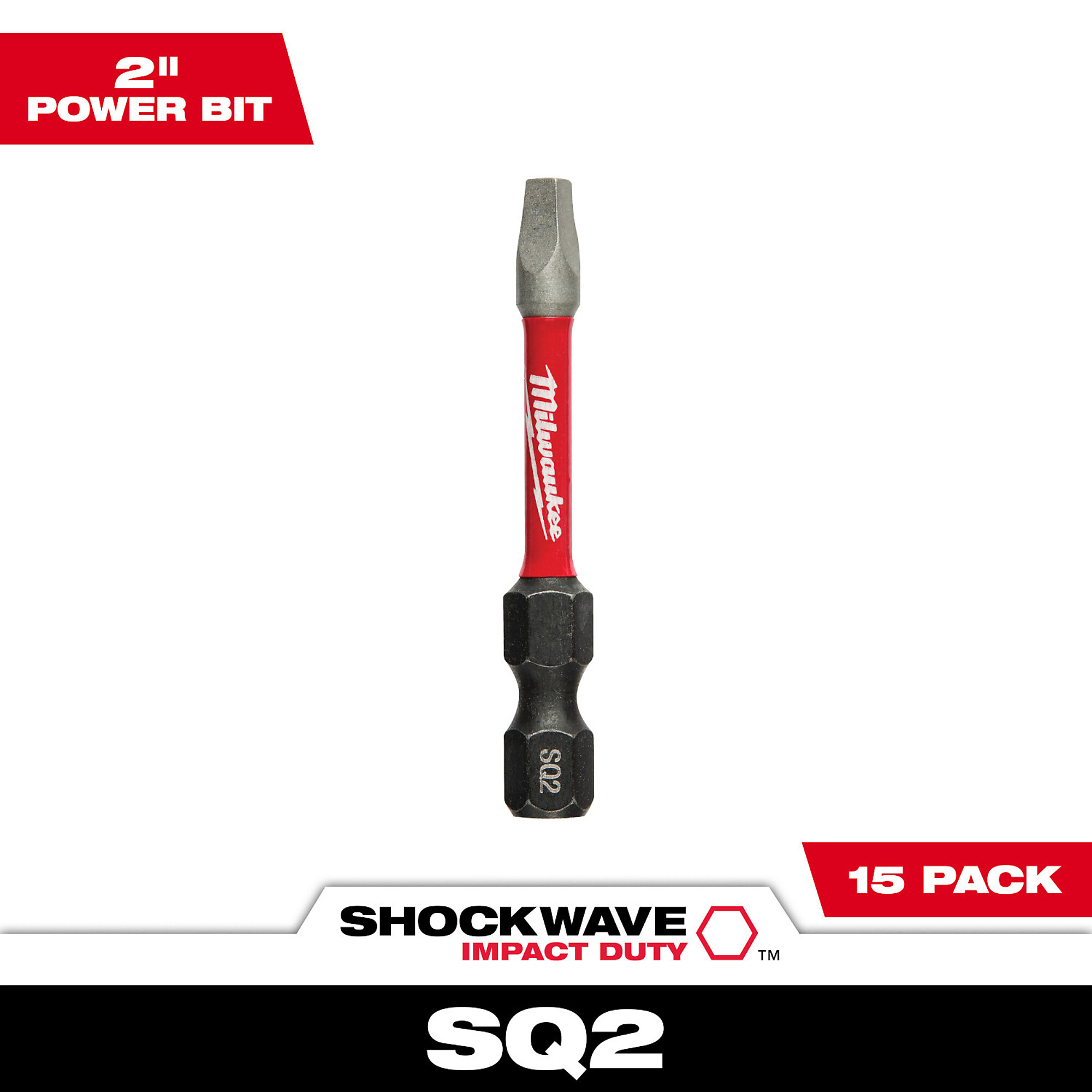 Milwaukee SHOCKWAVE(tm), 2in. SQ2 Shockwave Impact Bits, 15PK, Included (qty.) 15 Model# 48-32-5010
