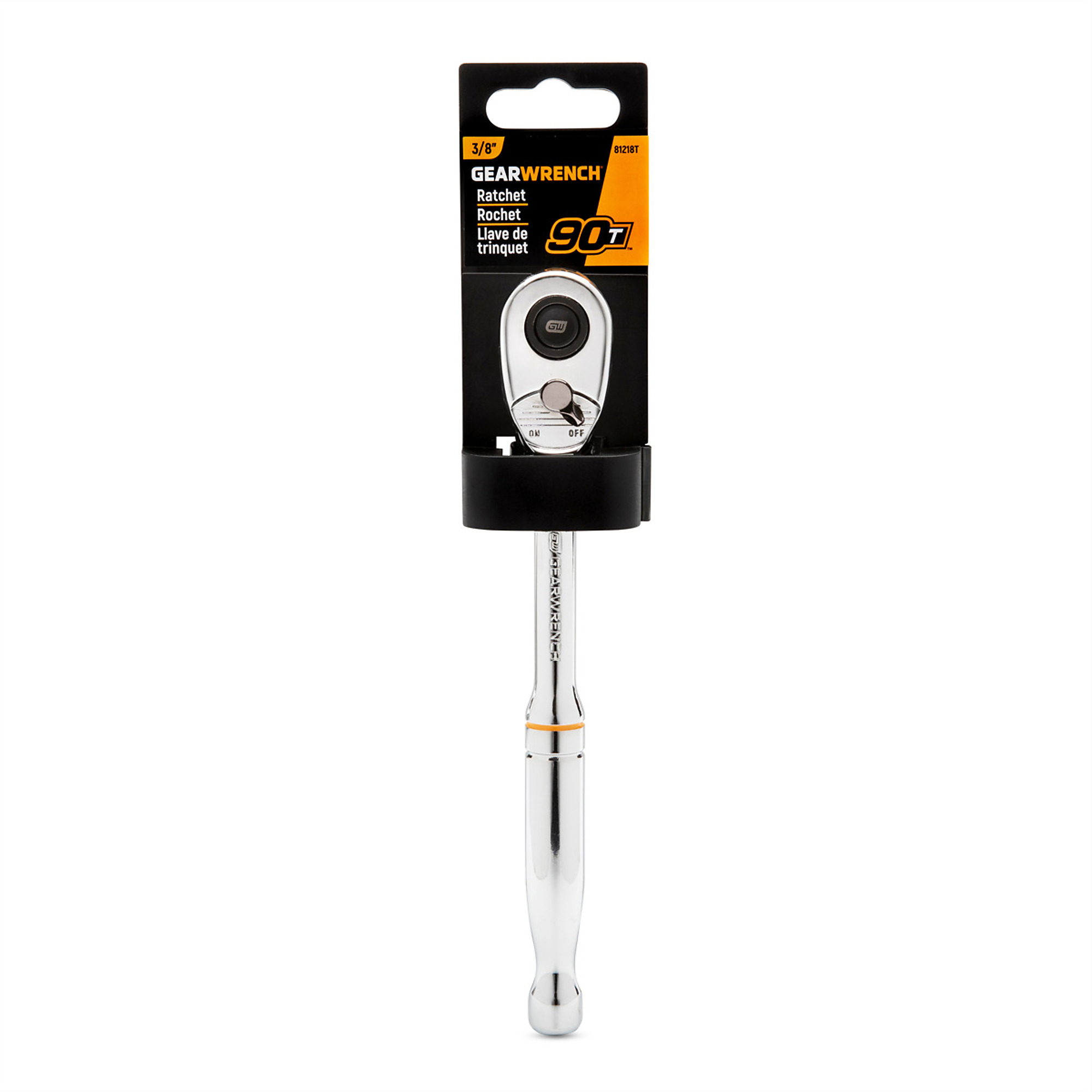 GearWrench Full Polish Quick-Release Ratchet — 3/8in. Drive, 90-Tooth, Model# KDT81218T