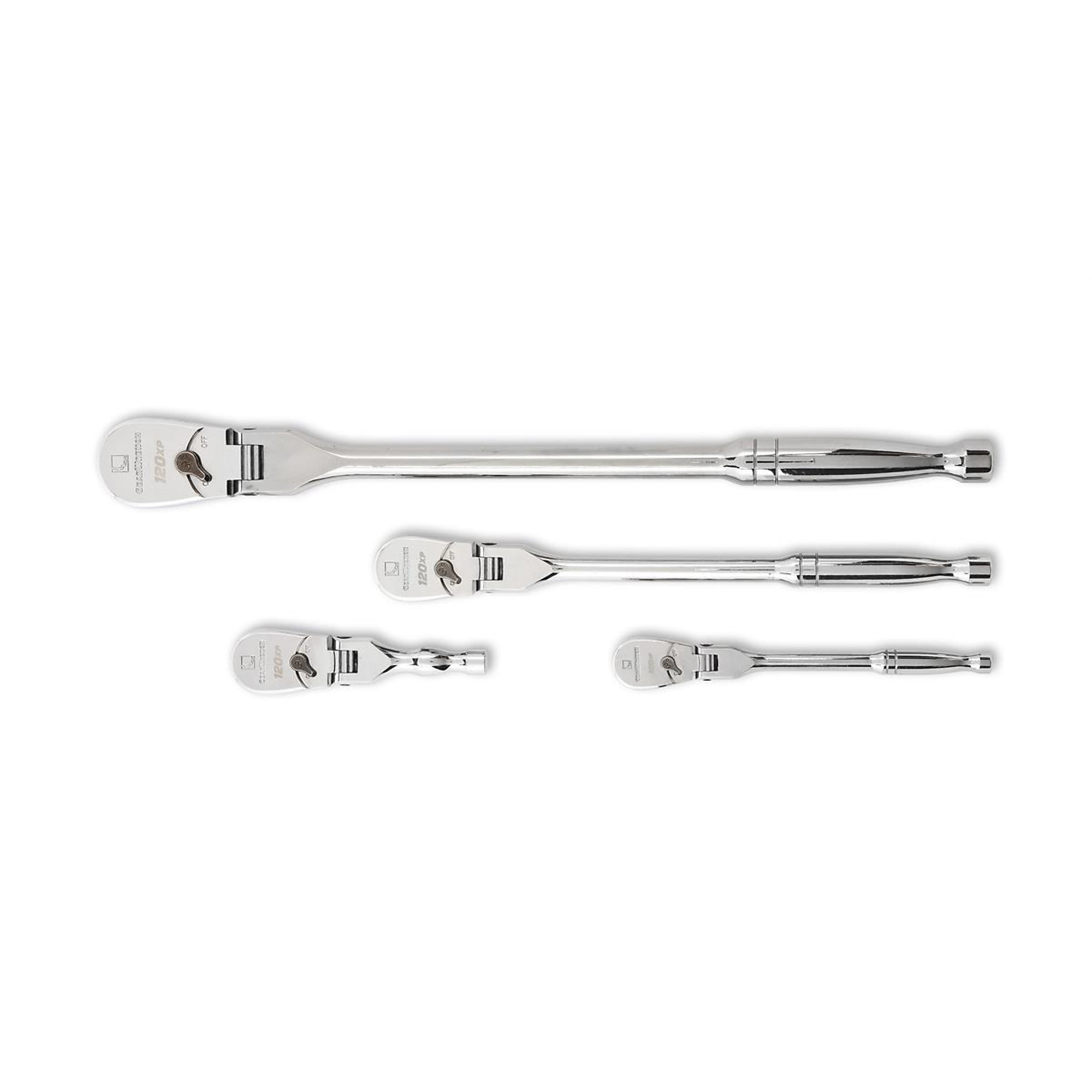 GearWrench 4-Piece 120XP Flex Head Teardrop Ratchet Set — 1/4in., 3/8in., 1/2in. Drive, Model# KDT81230P