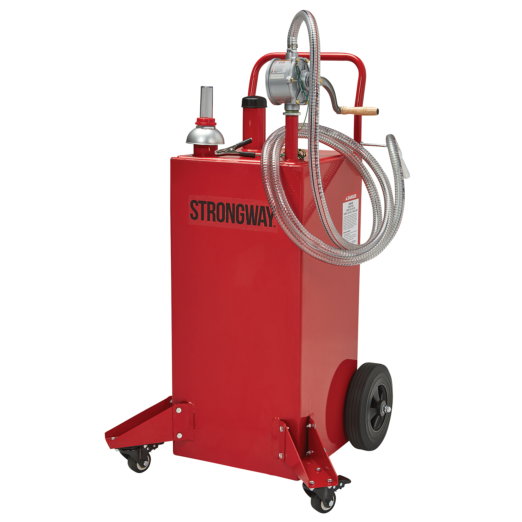 Strongway Steel Gas Caddy, 30-Gal. Tank, 11.5ft. Hose