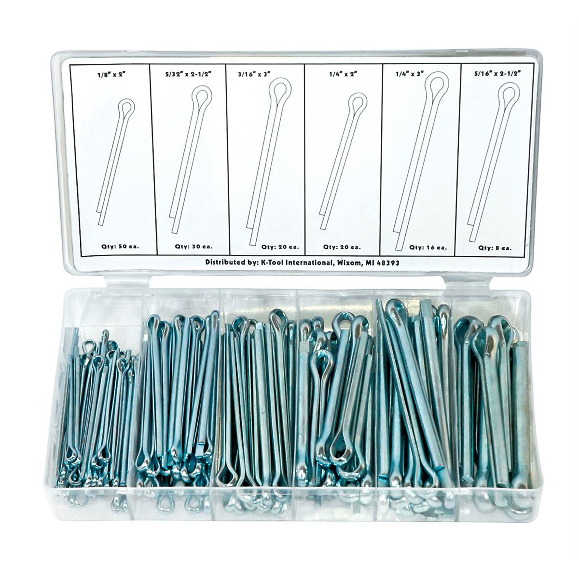 K Tool International Cotter Pin Assortment — 144 Pcs, Model# KTI00078