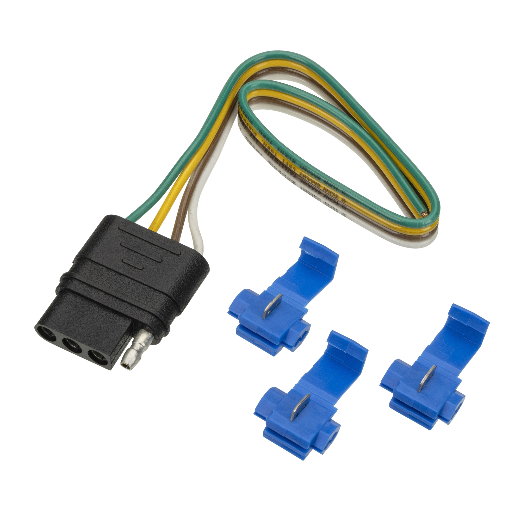 TowSmart, Connector, Vehicle End, 4 Wire Flat, 12in. w/Splices, Connection Location Vehicle Side, Model# 9573