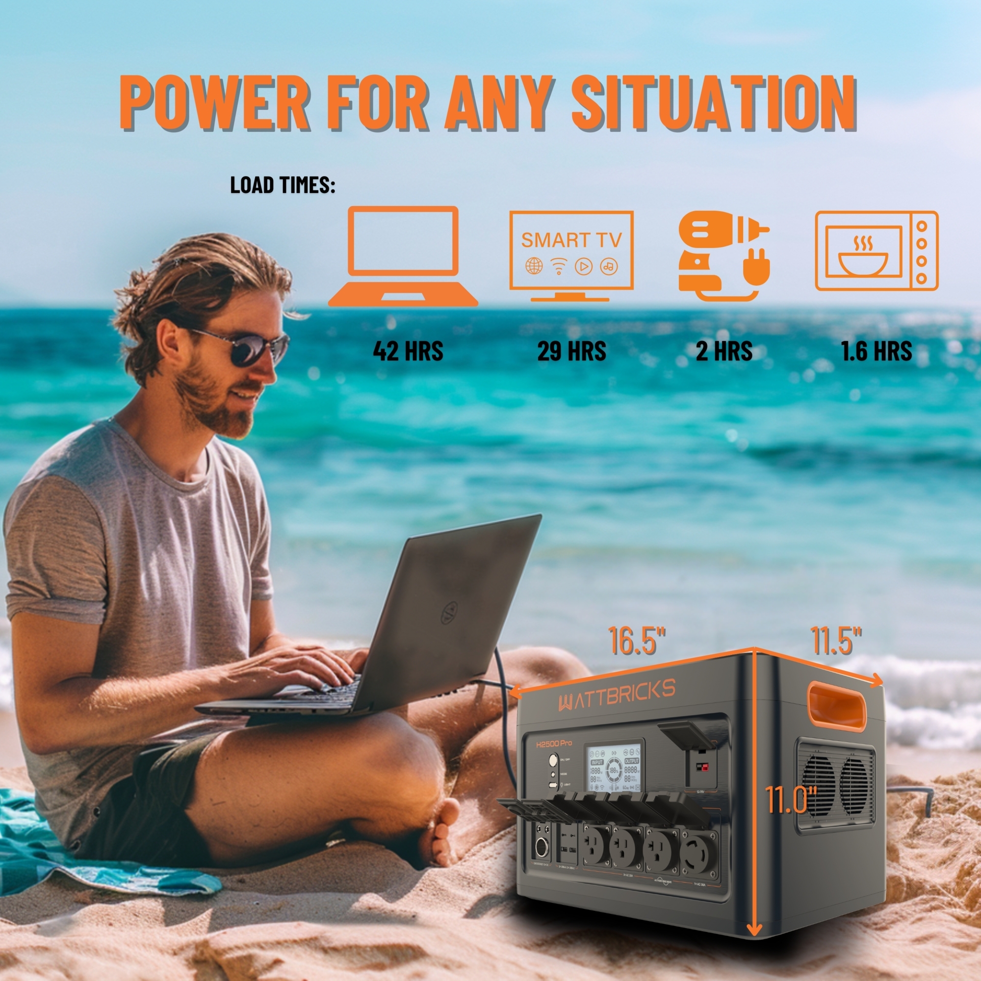 Akron, Wattbricks 5000w Peak Portable Solar Generator, Volts 110 Max ...