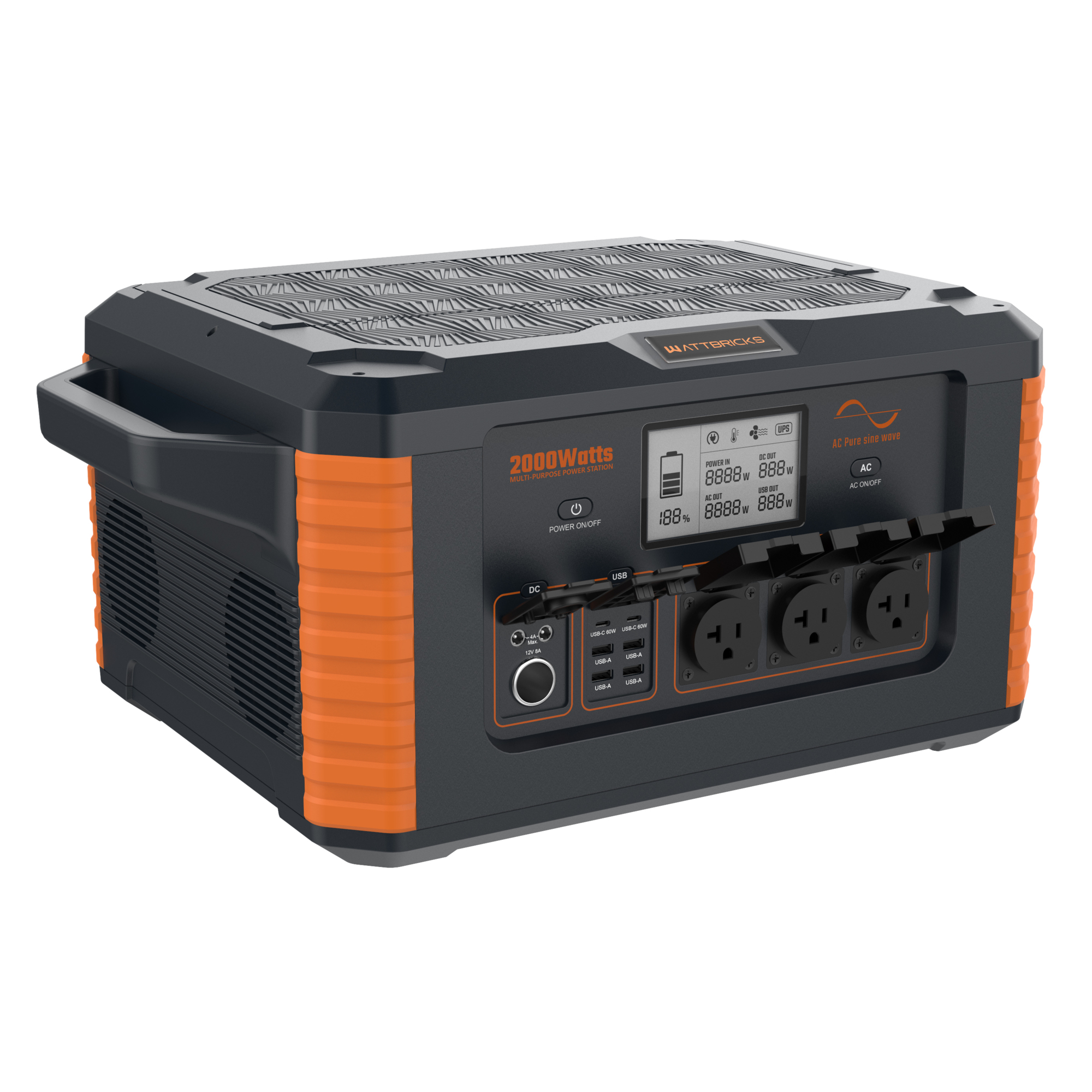 Akron, Wattbricks 4000w Peak Portable Solar Generator, Volts 110 Max ...