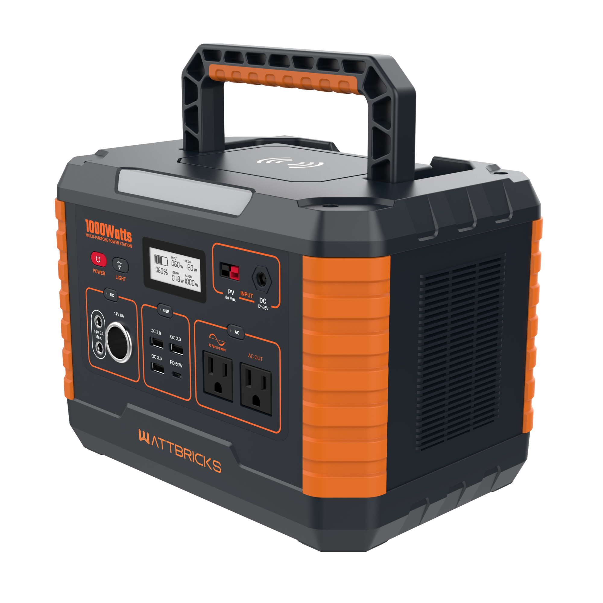 Akron, Wattbricks 2000w Peak Portable Solar Generator, Volts 110 Max ...