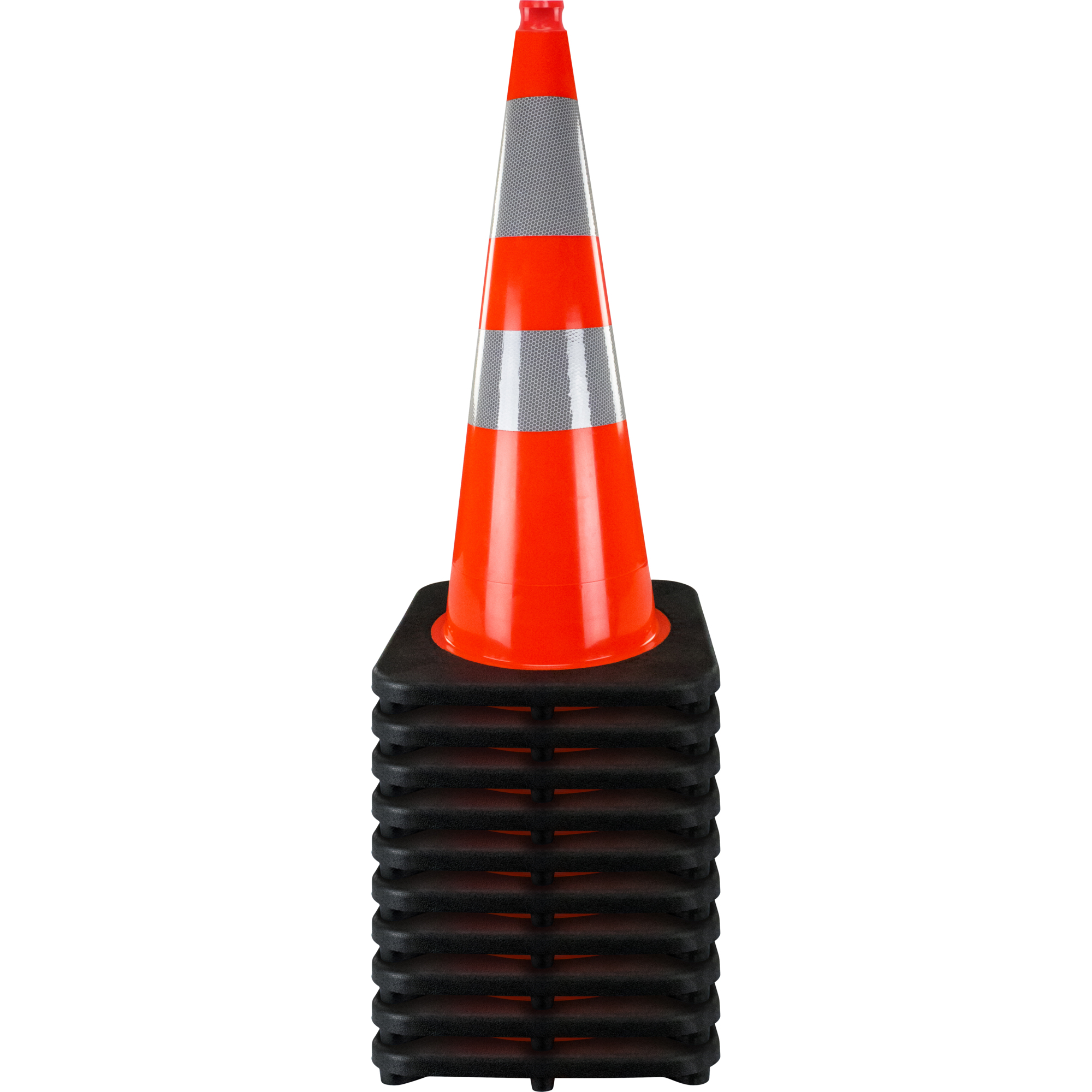 SAS Safety, 10 Traffic Cones - Orange w Reflective Collar 28in., Color Fluorescent Orange, Height 28 in, Included (qty.) 10 Model# 7501-28