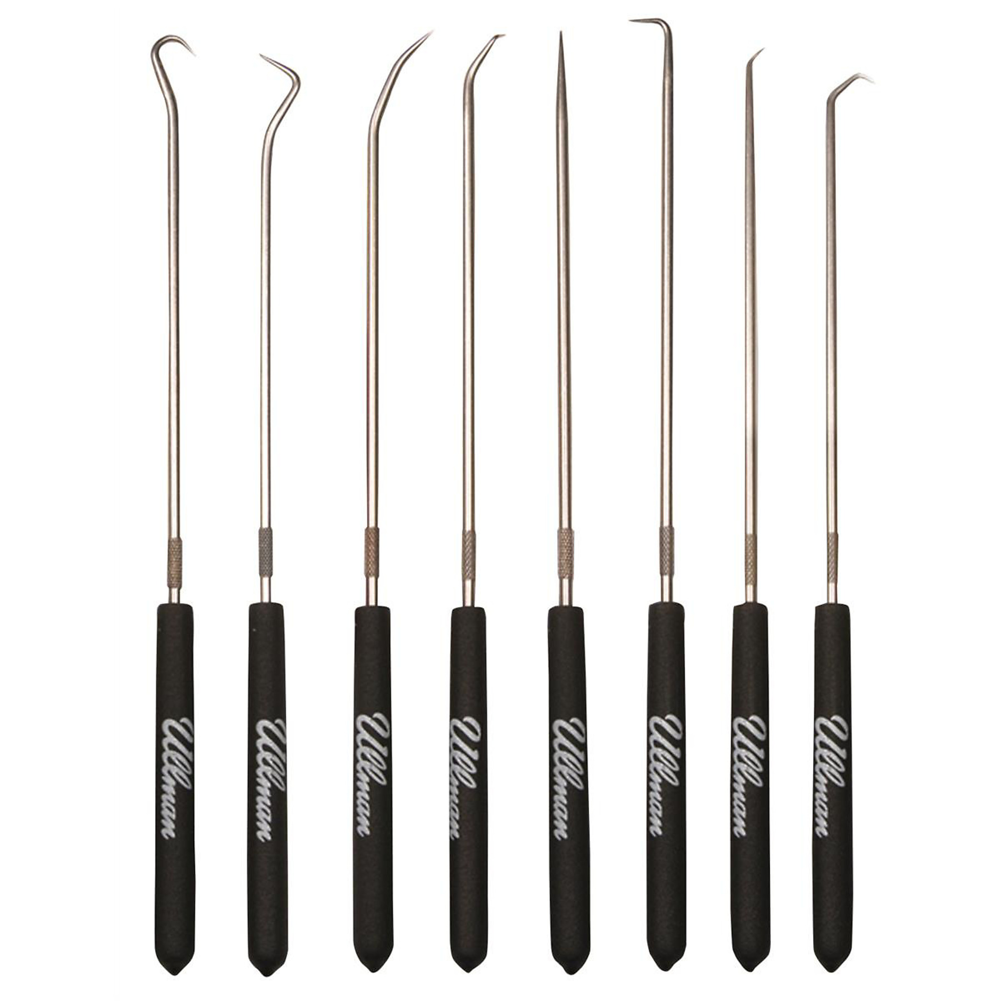 Ullman Devices 8-Piece Hook Pick Set — 9-3/4in. Length, High Carbon Steel, Cushion Grip, Model# ULLCHP8-L