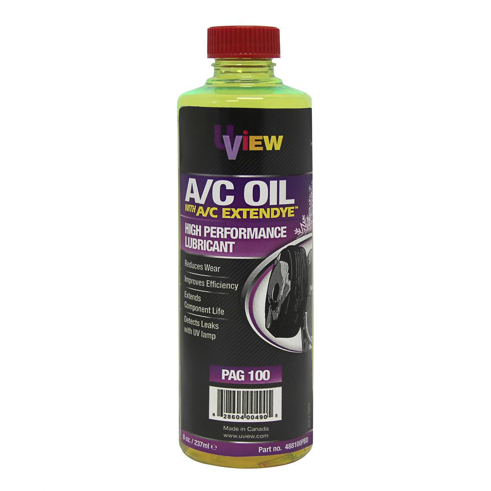 UView PAG 100 A/C Oil with ExtenDye — 8 Oz., UV Dye, Model# UVU488100PBD