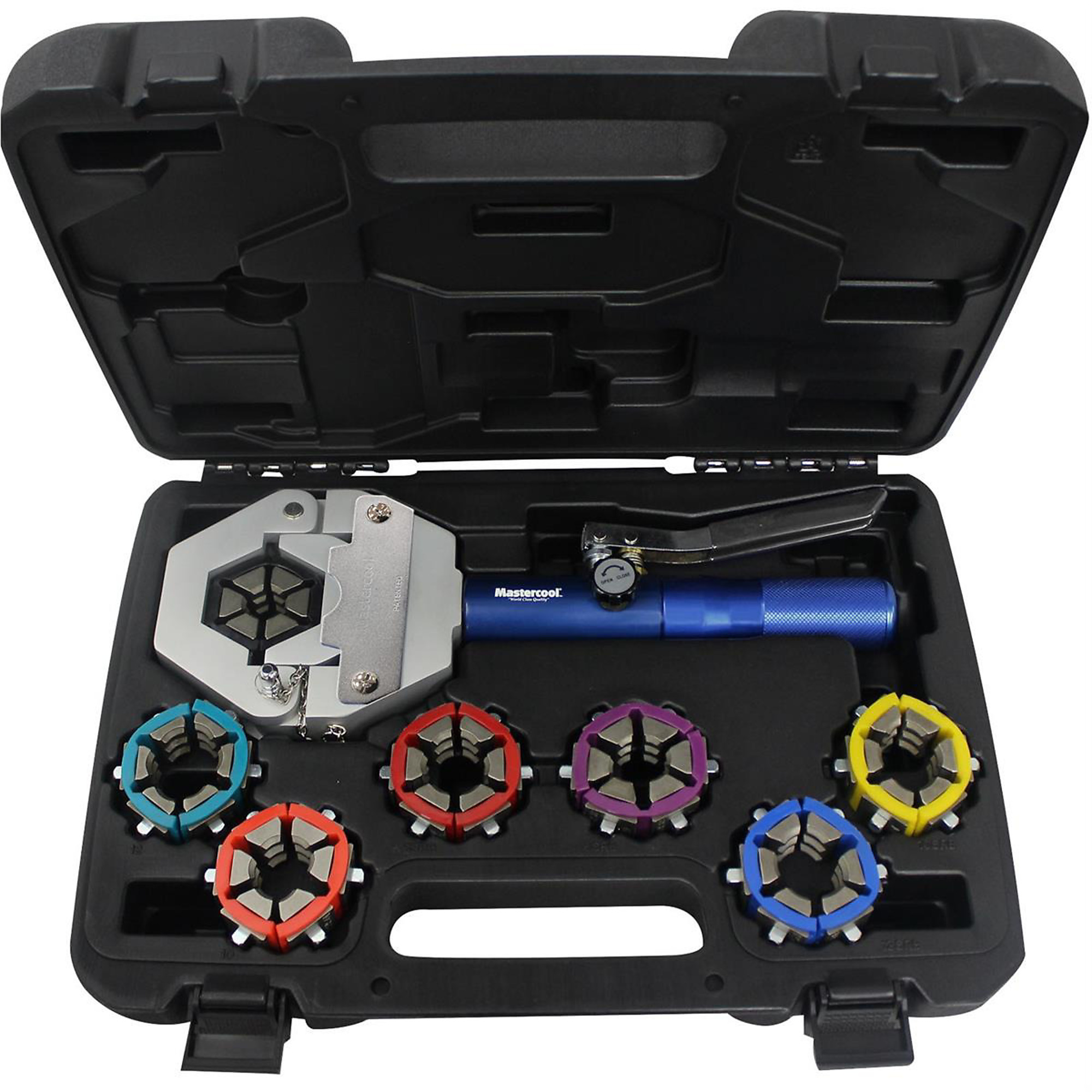 Mastercool Hydra-Krimp AC Hose Crimper — Hydraulic, Handheld, Includes Custom Molded Case, Model# MSC71500-A