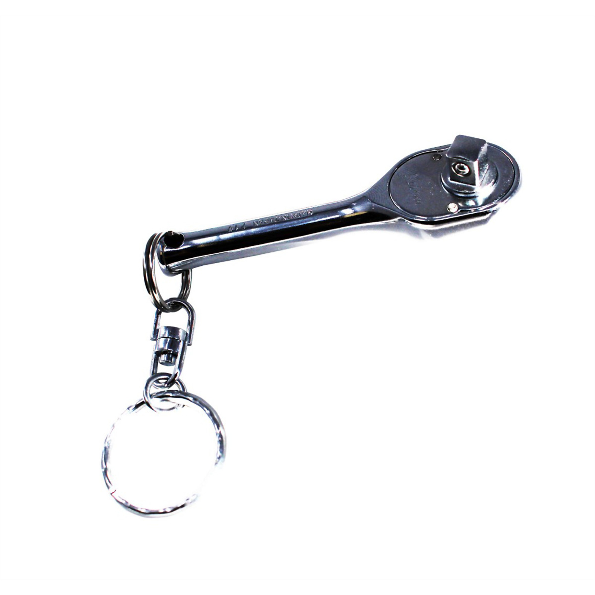 Ko-ken USA 1/4in. Sq. Dr. Ratchet Handle — 20 Teeth, Short Length, 75mm, Key Ring, Model# KKN2753PSKR