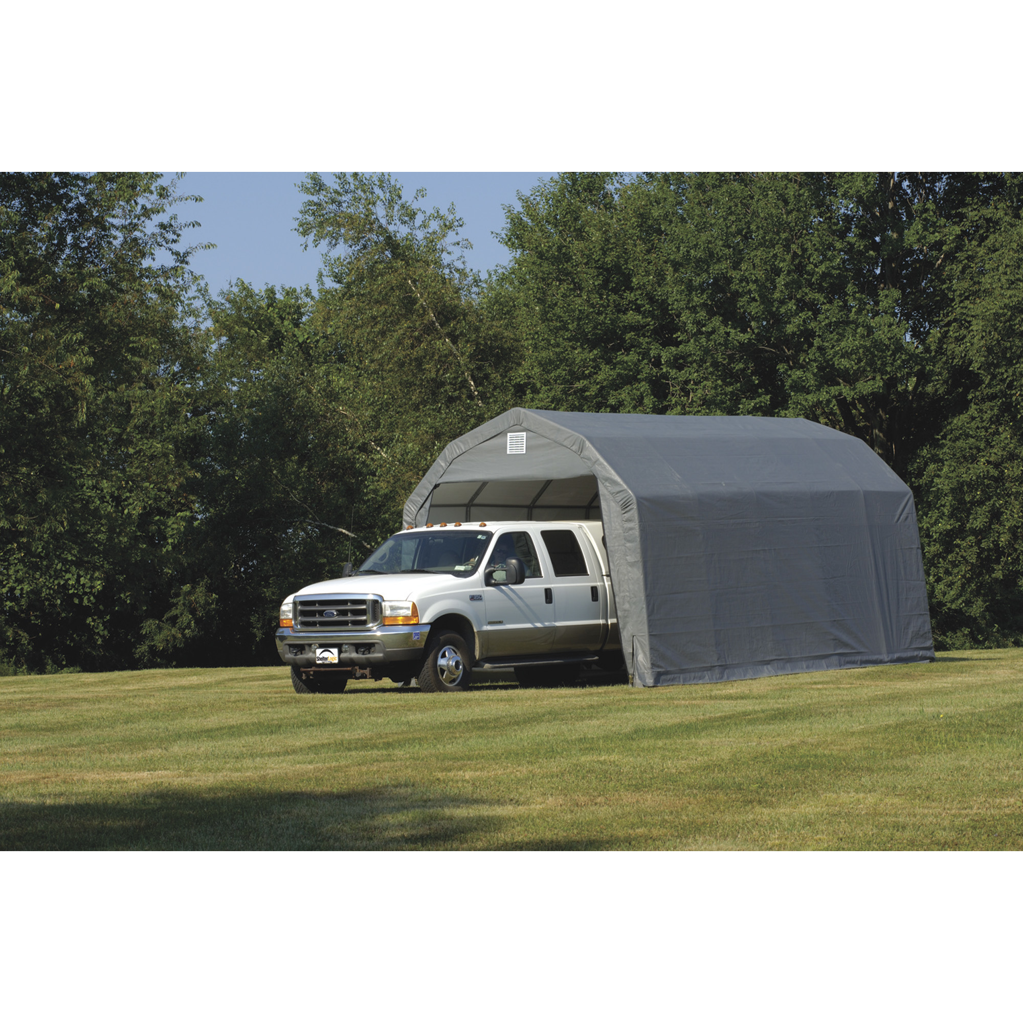 ShelterLogic 12Ft.W Homestead Barn Style Garage, 28ft.L x 12ft.W x 11ft.H, Gray, Model# 90253
