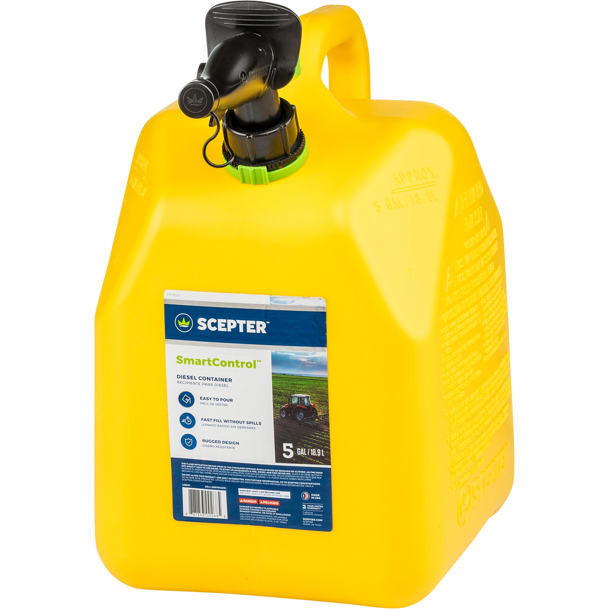 Scepter Smart Control Diesel Fuel Can — 5Gallon, Yellow, Model