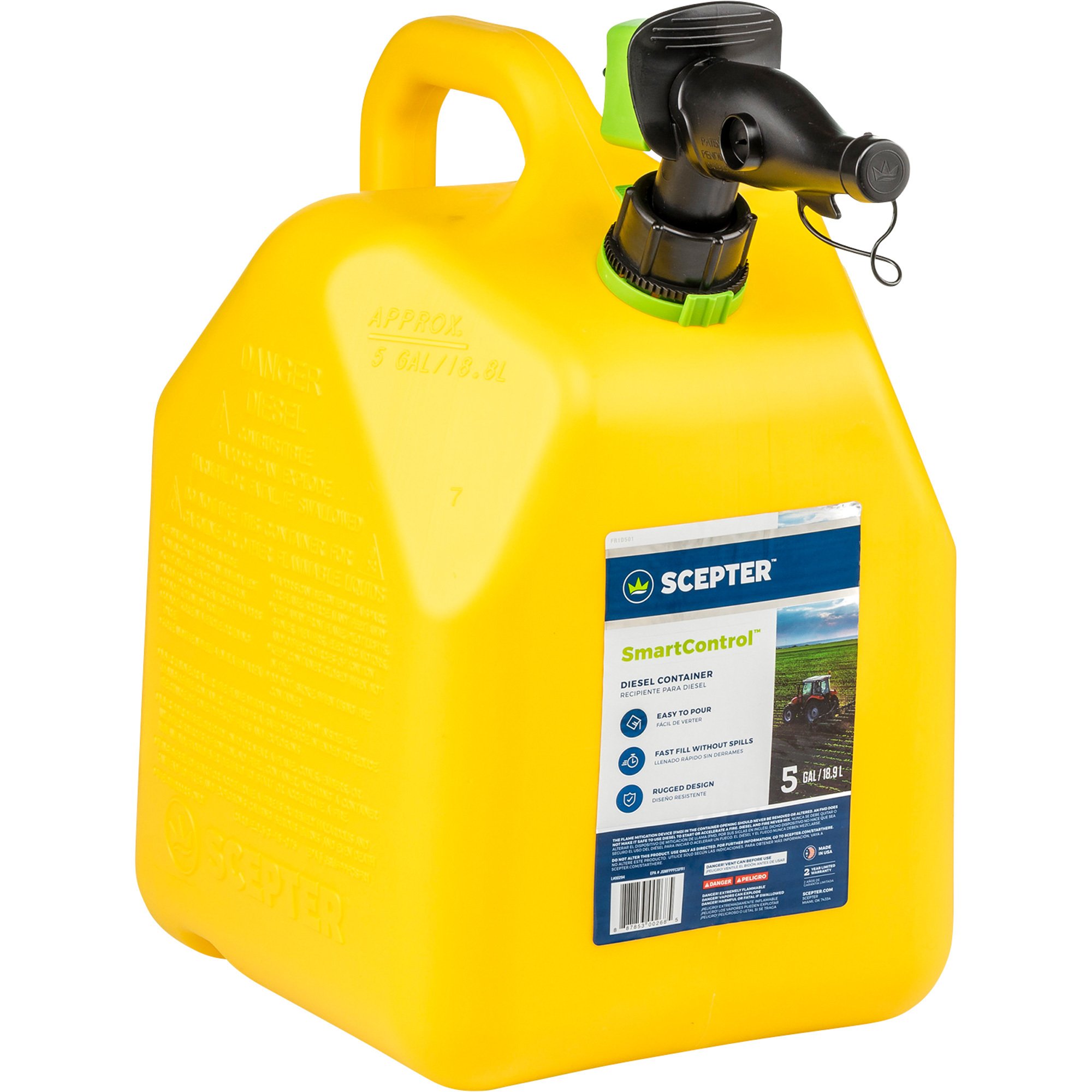 Scepter Smart Control Diesel Fuel Can — 5Gallon, Yellow, Model