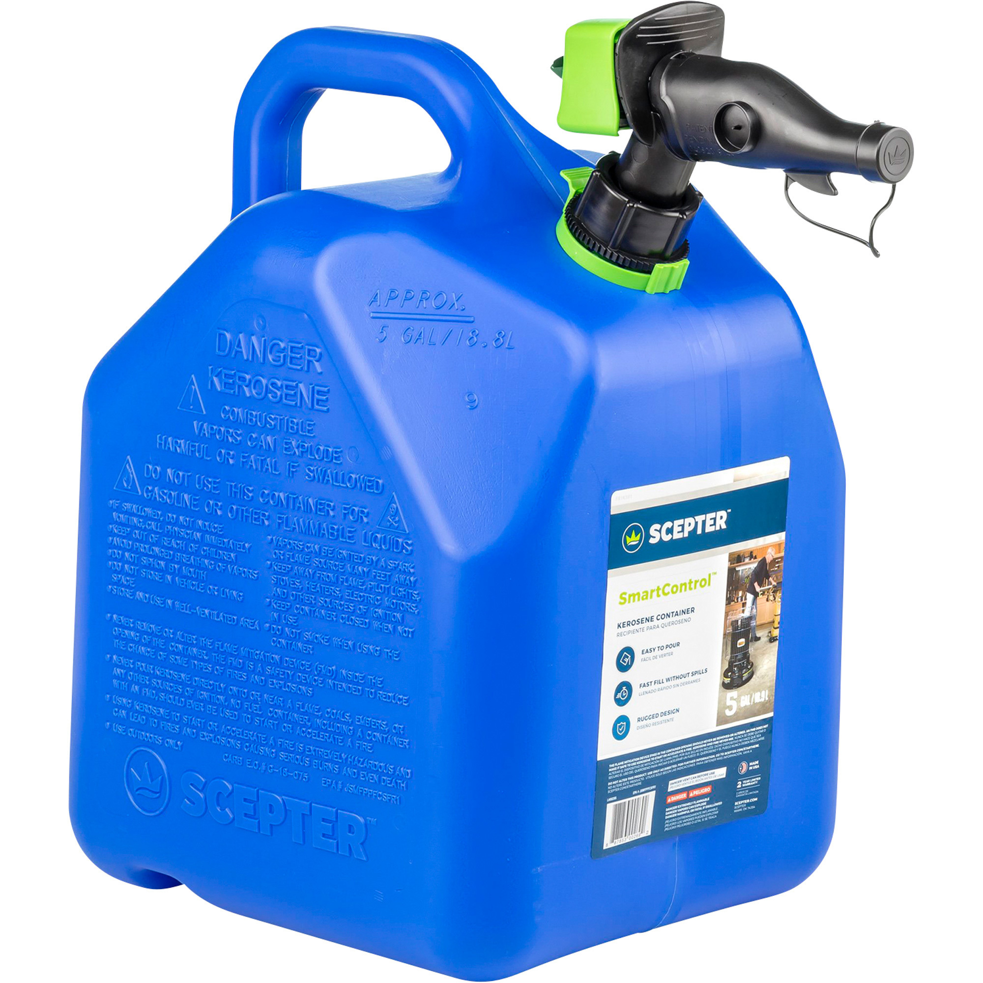Scepter Smart Control Kerosene Fuel Can — 5Gallon, Blue, Model