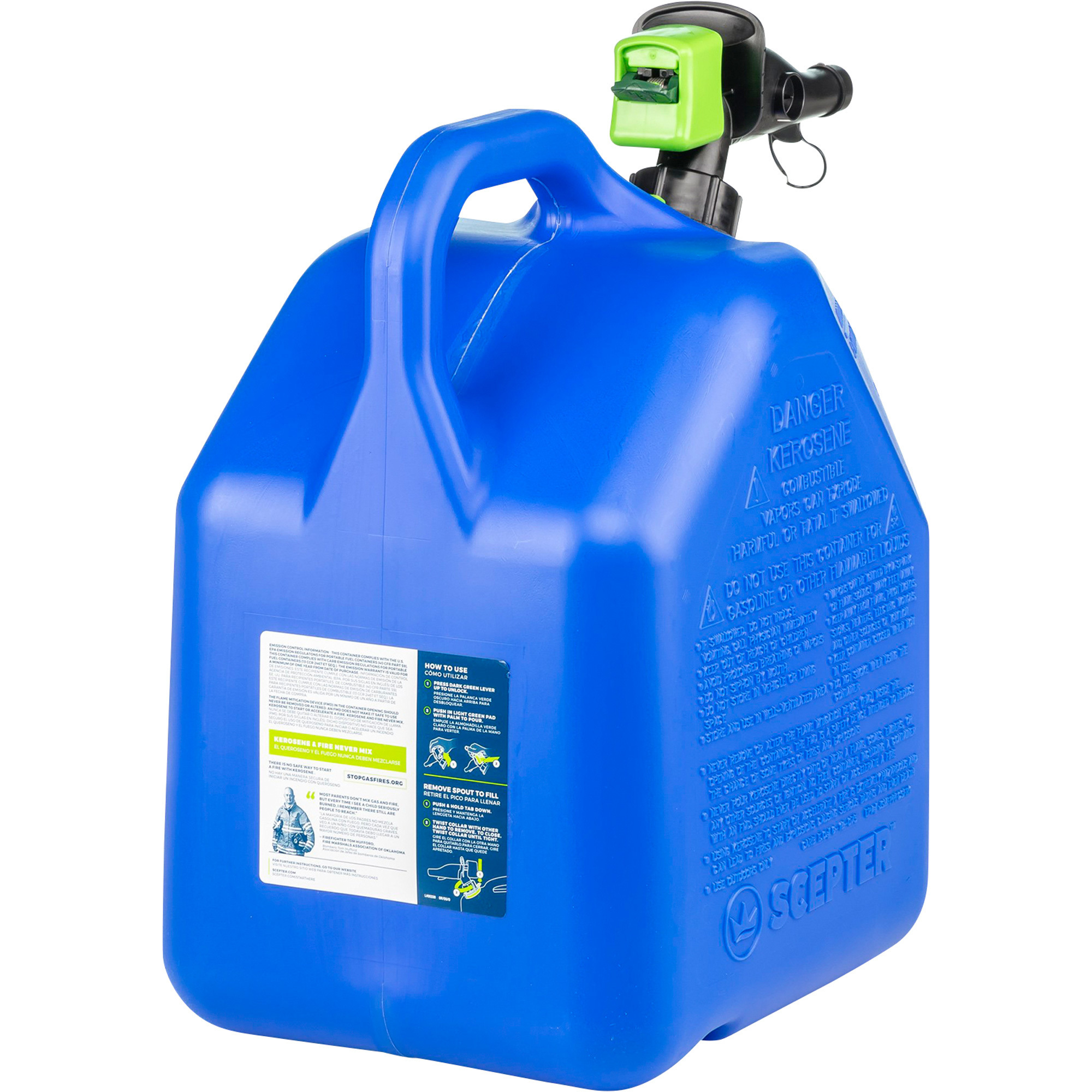 Scepter Smart Control Kerosene Fuel Can — 5 Gallon Blue Model