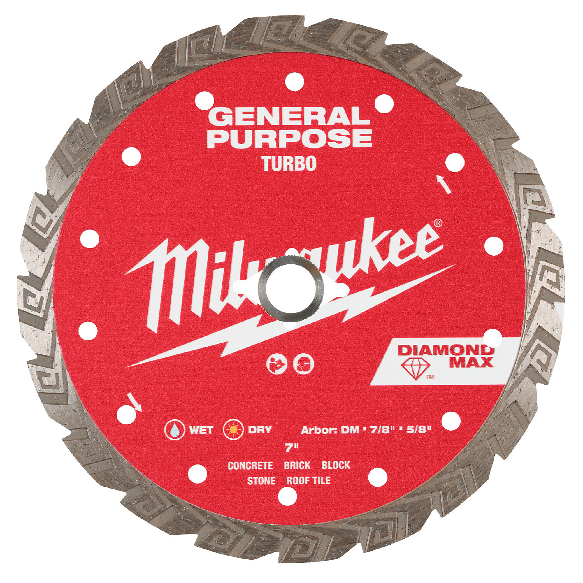 Milwaukee 7" DIAMOND MAX™ Turbo, General Purpose Diamond Blade, Model# 49-93-9107