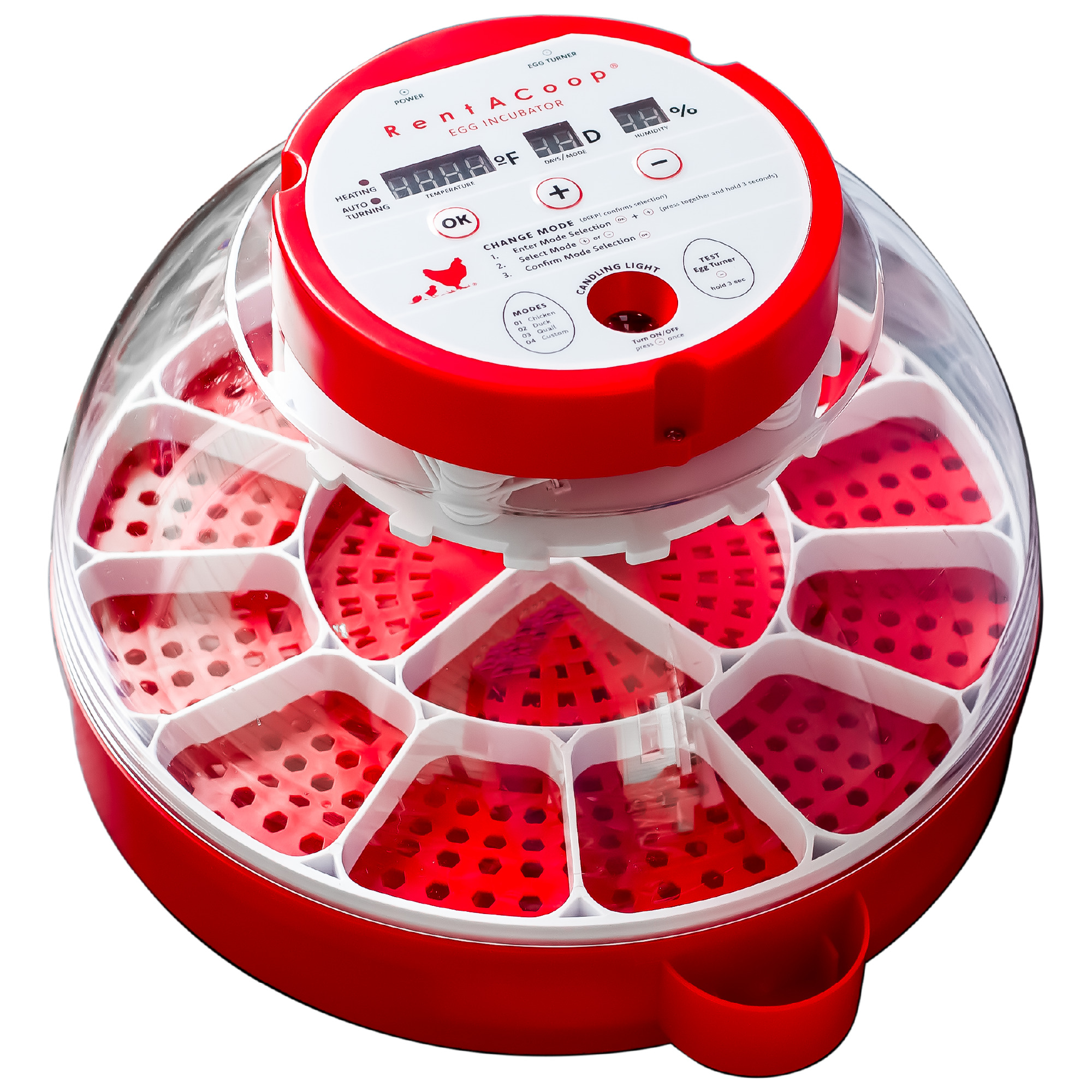 RentACoop, 16-Egg Incubator with App - Presets for Chicken, Duck, Quail, Auto-Turn, Humidity and Temperature Control Model# CK-INCU-16EG