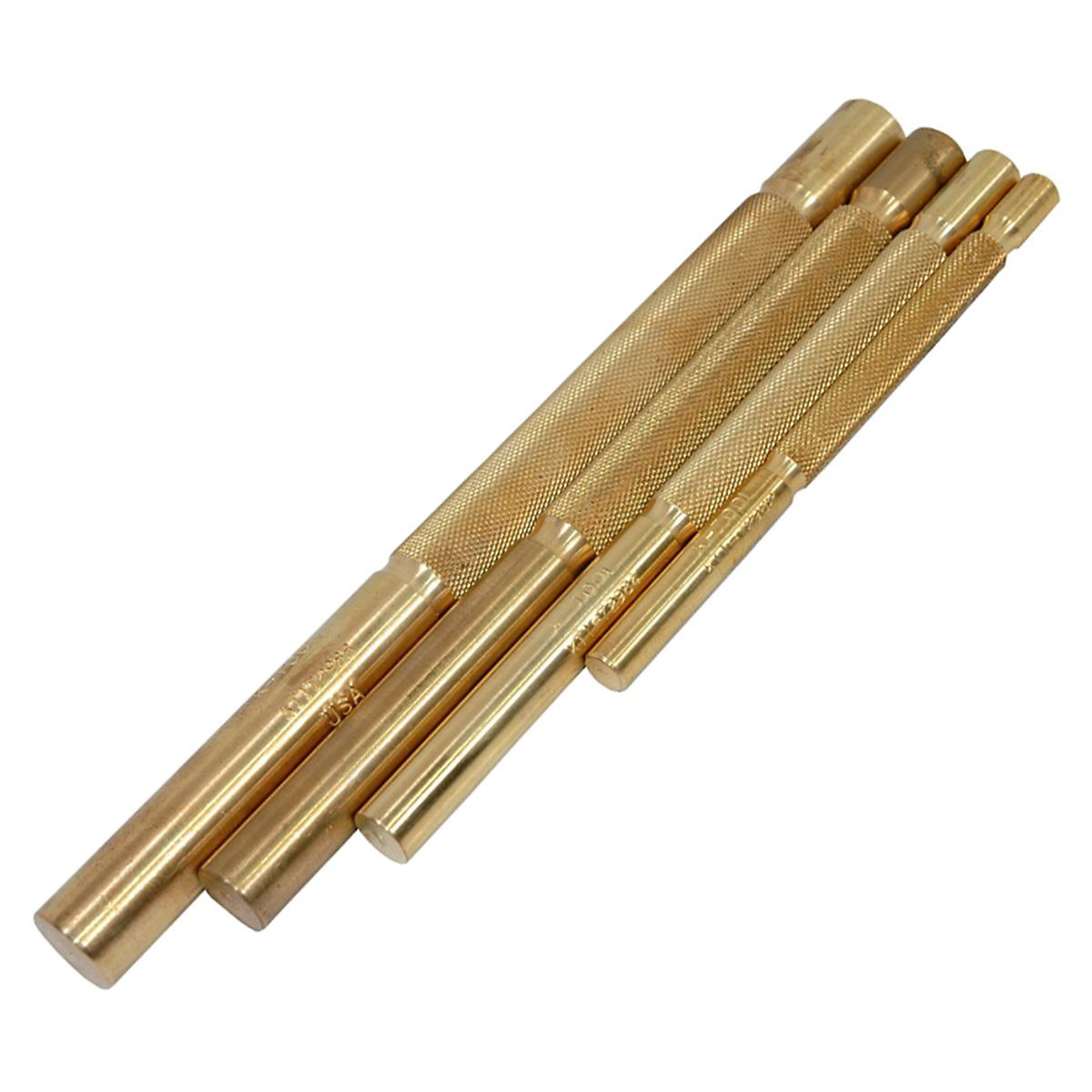 K Tool International Brass Punch Set — 4-Piece, Knurled Handles, Vinyl Pouch, Model# KTI72980