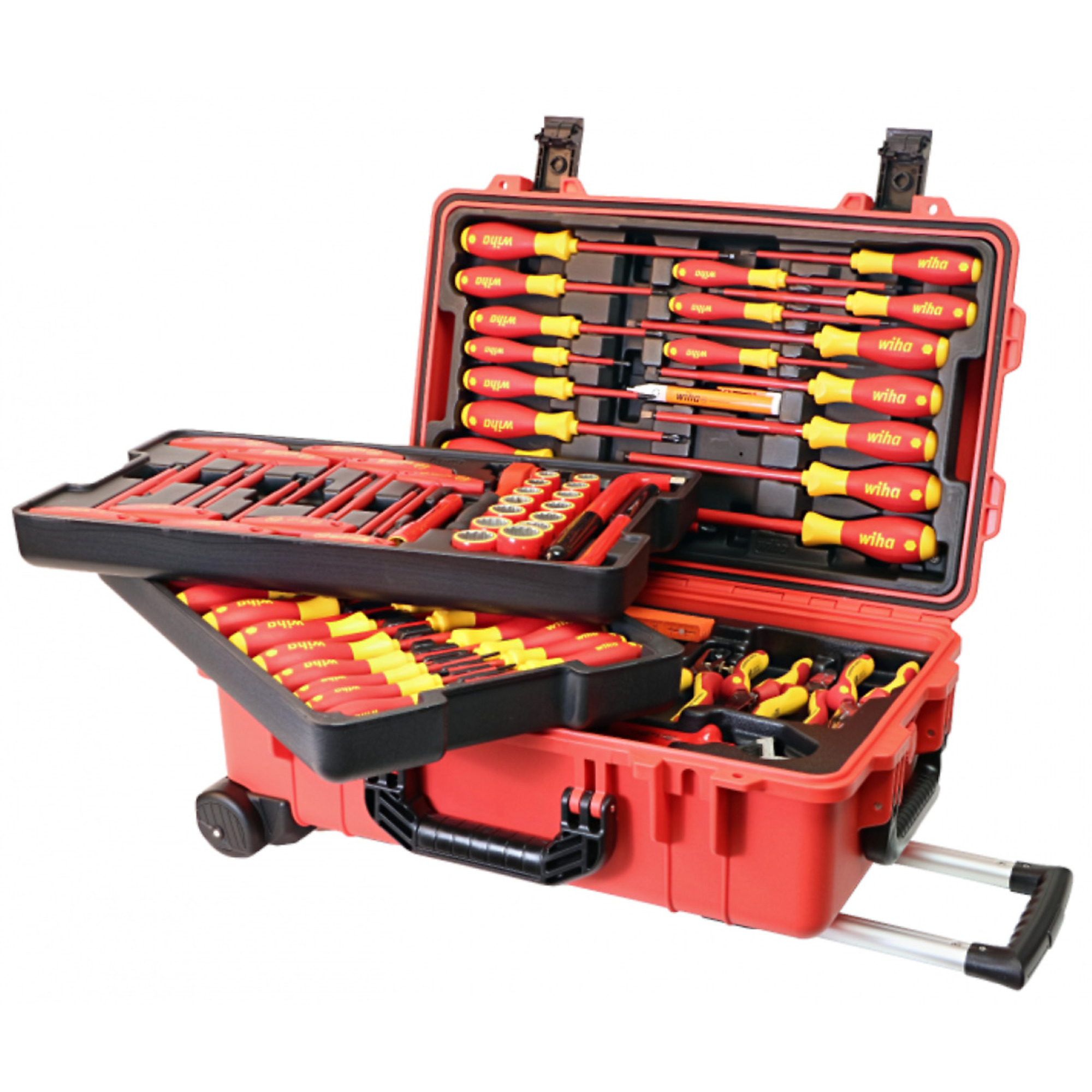 Wiha Tools Insulated Tool Set with Screwdrivers, Nut Drivers, Pliers, Cutters, 80 Pcs, Rolling Tool Case, Model# WIH32800