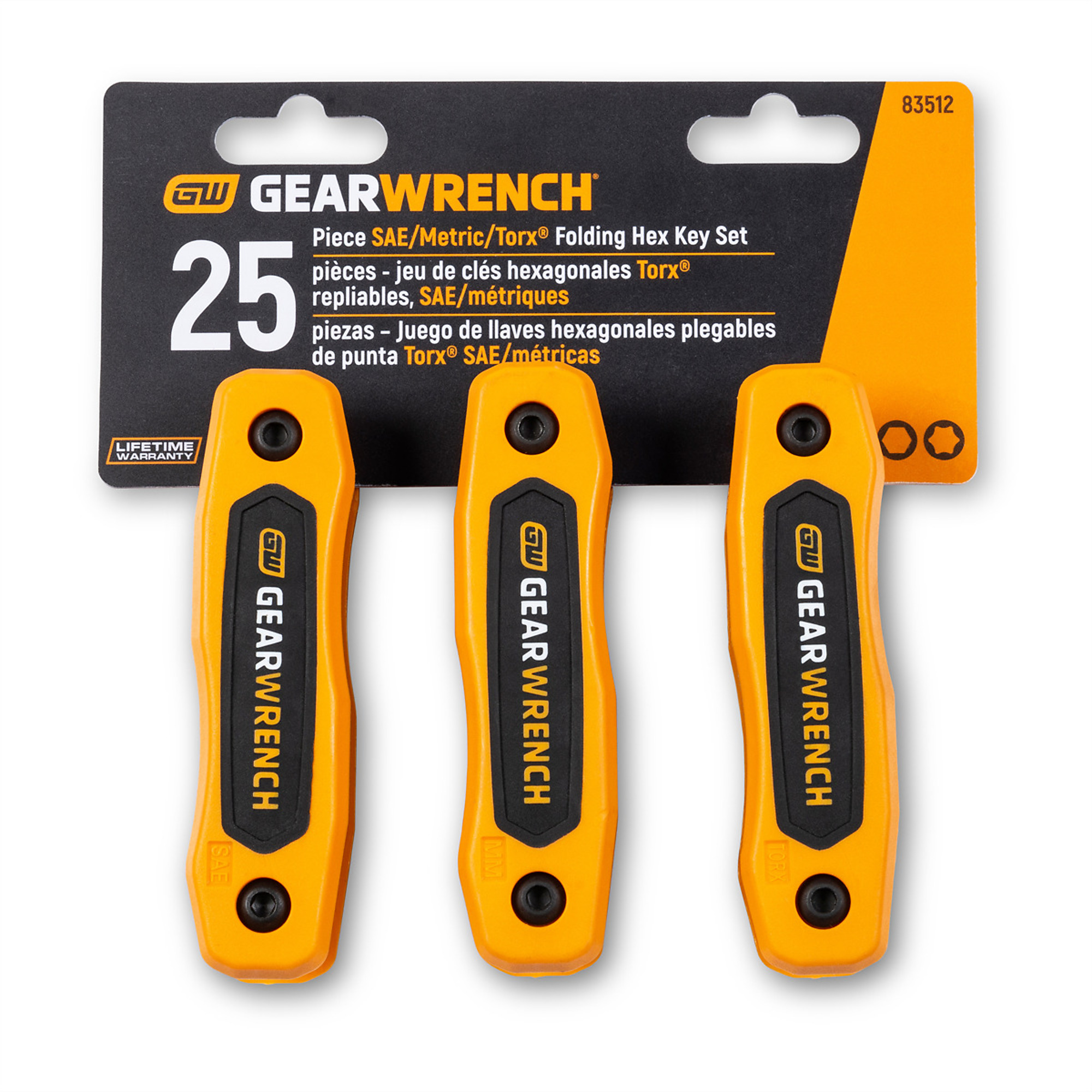 GearWrench SAE/Metric Torx Folding Hex Key Set — 25-Pc., Model# KDT83512