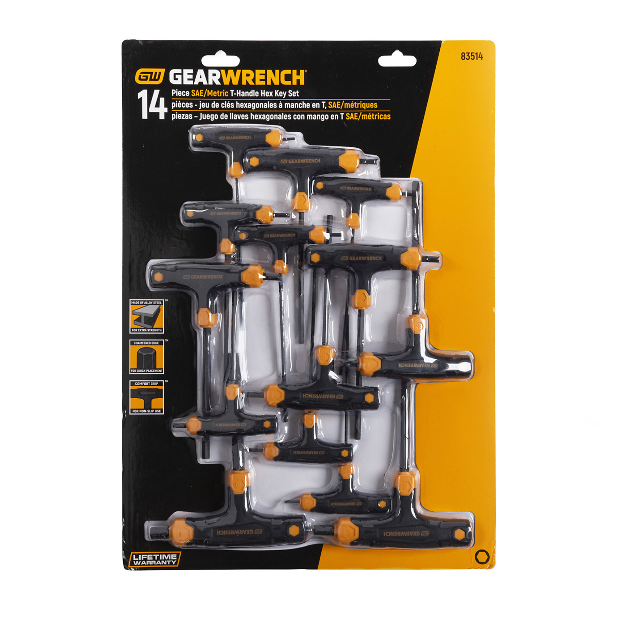 GearWrench T-Handle Hex Key Set — 14-Piece, SAE/Metric, Model# KDT83514