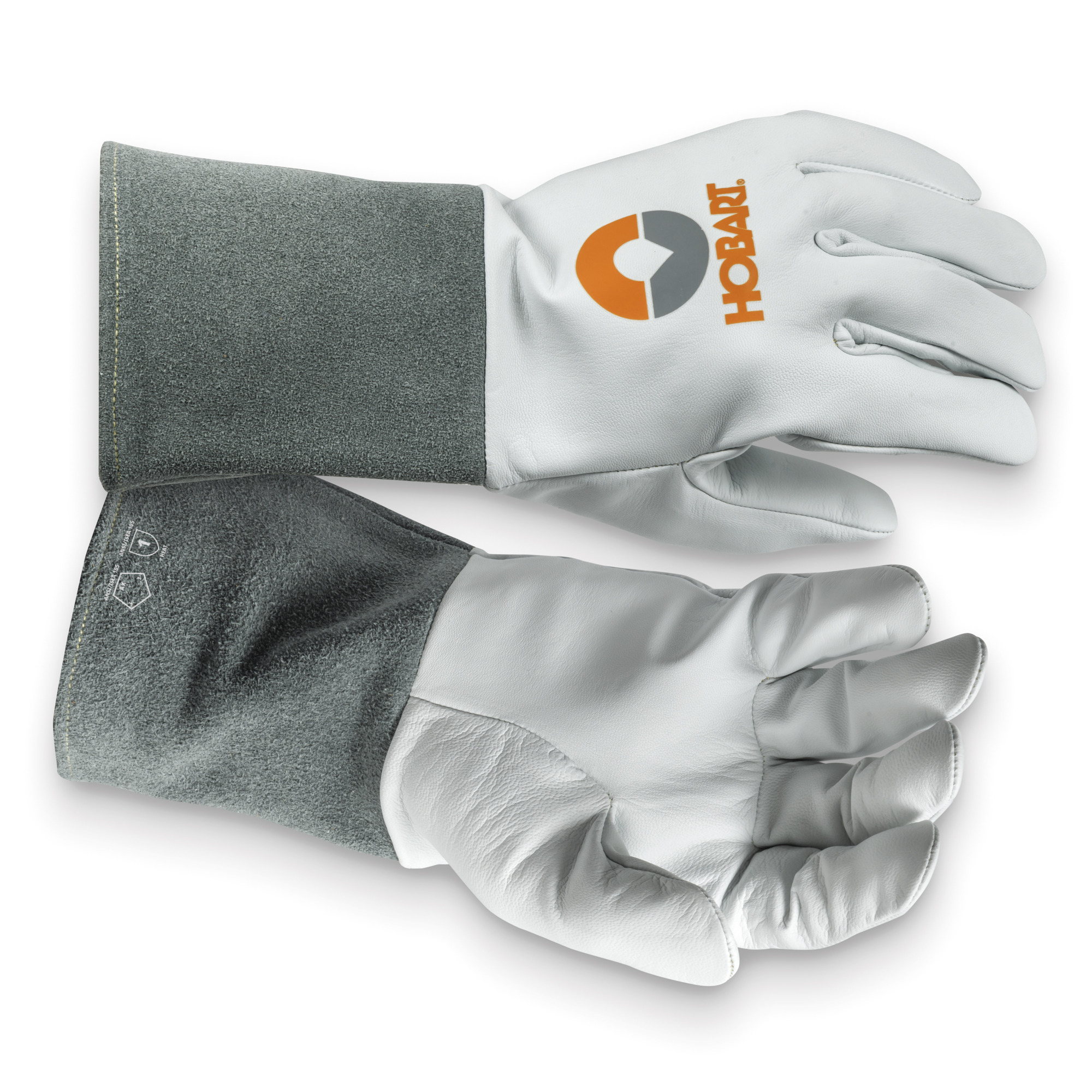 HobartTIG Welding Gloves, Premium Kid Skin and Cow Split Cuff, Gray, Large, Model# 771048