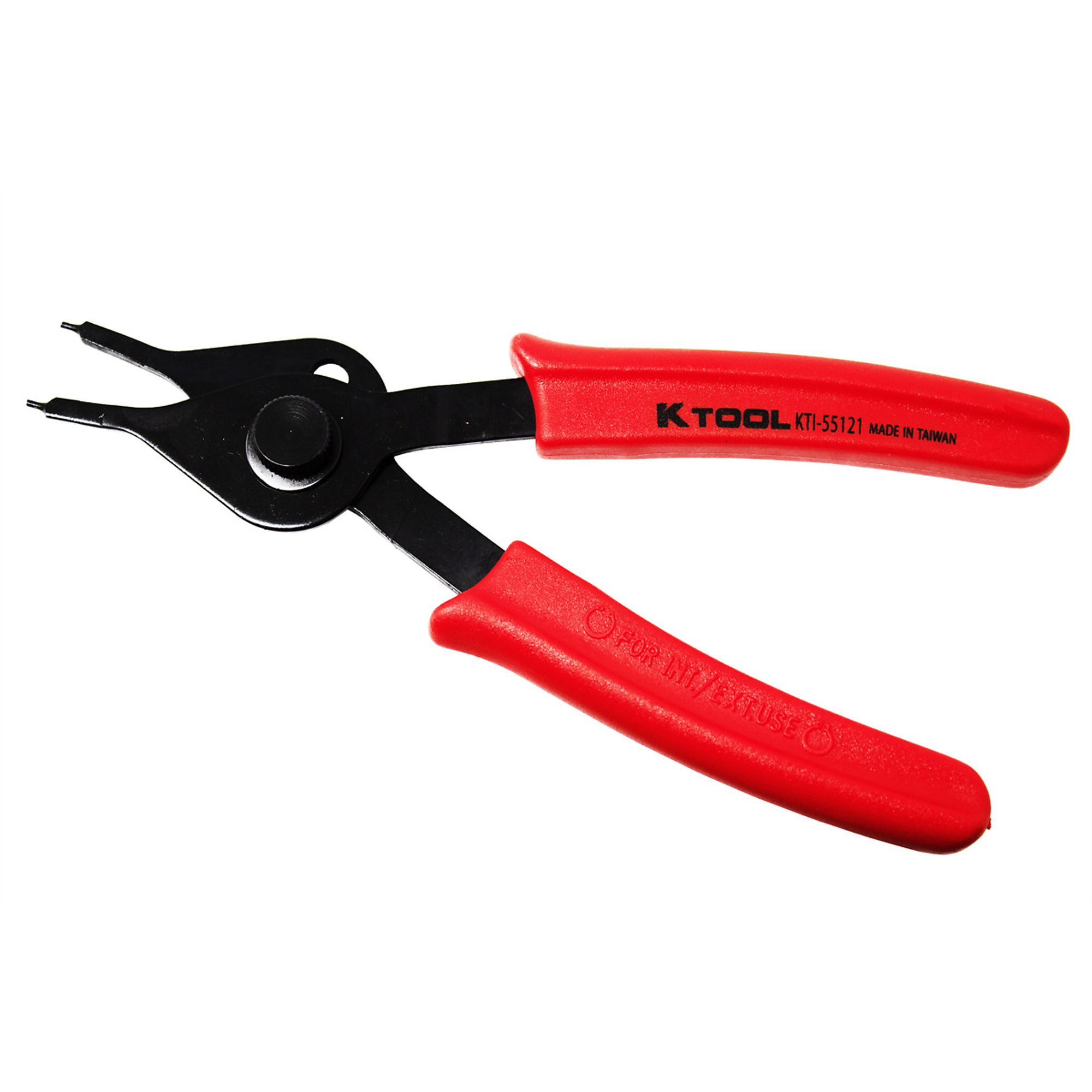 K Tool International Snap Ring Pliers — Heavy-Duty, Straight 0.047in. Tip, Rubber Dipped Handles, Model# KTI55121