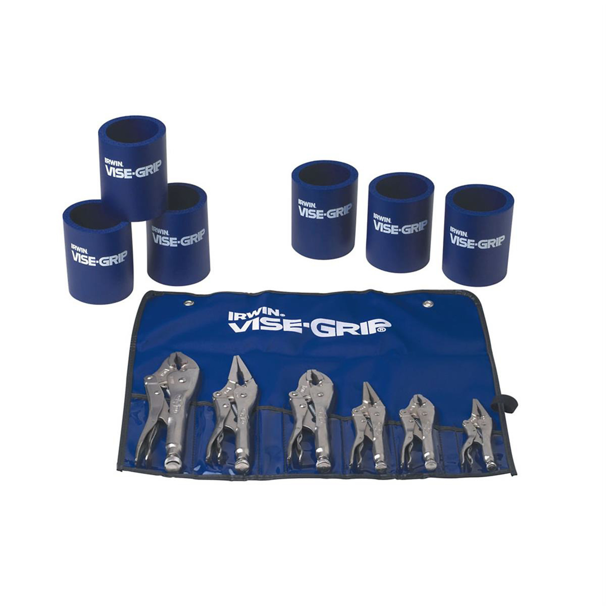 Vise Grip Pliers Set — 6-Piece, Curved Jaw and Long Nose, Heat-Treated Alloy Steel, Model# VGP641KB