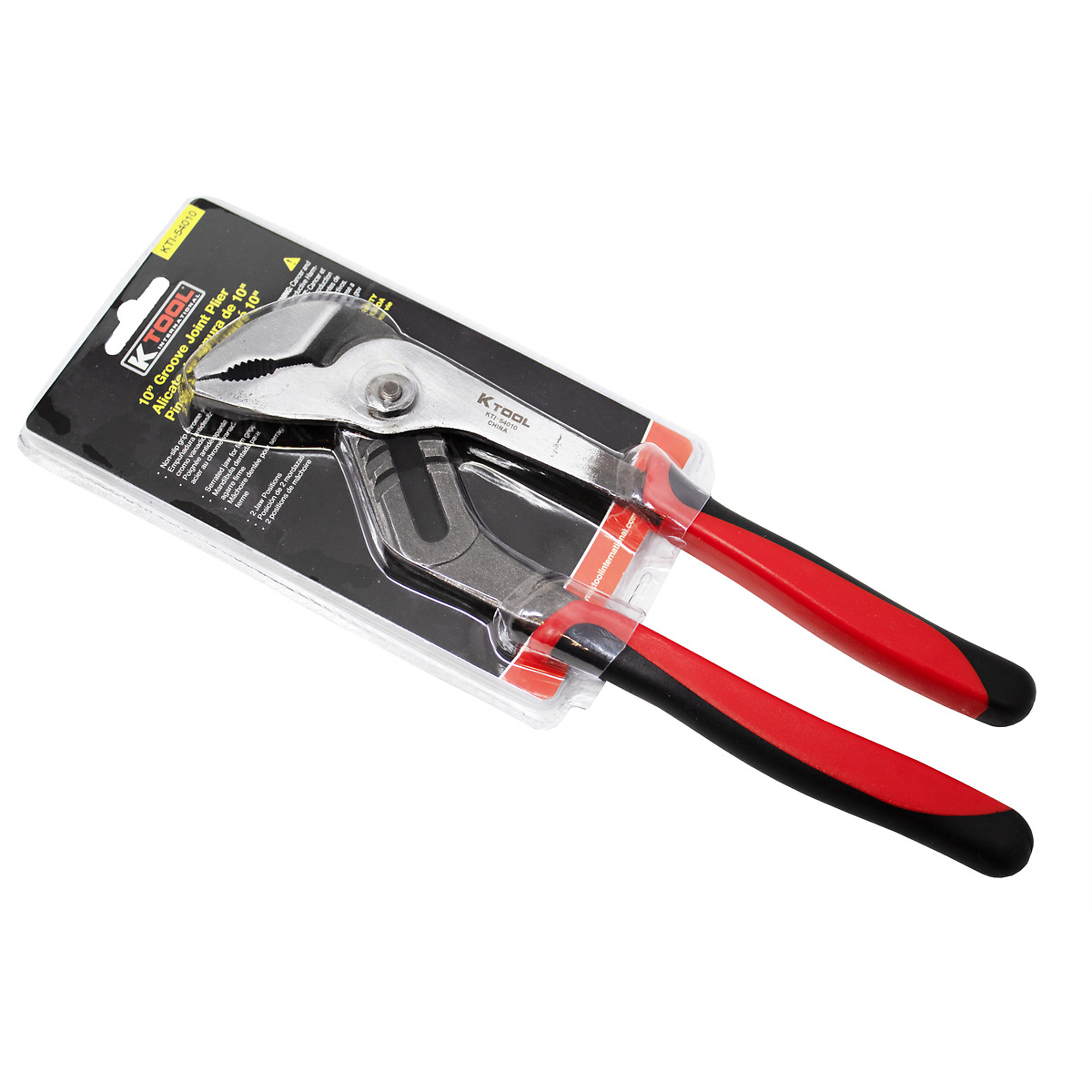 K Tool International Groove Joint Pliers — 10in., Chrome Vanadium Steel, Vinyl Grip, Model# KTI54010