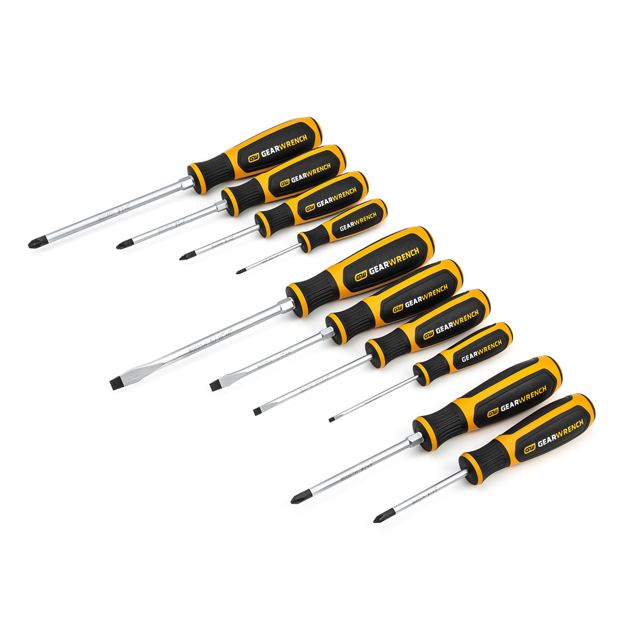 GearWrench 10-Piece Dual Material Screwdriver Set — Phillips, Slotted, Pozidriv, Model# KDT80060H