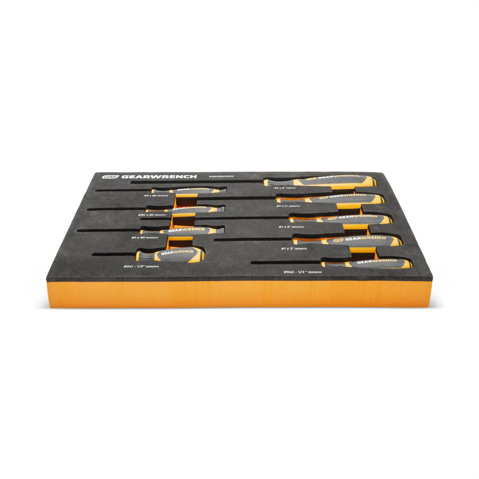 GearWrench Phillips Screwdriver Set — Dual Material, 9-Piece, Foam Storage Tray, Model# KDTGWMSSCRPH