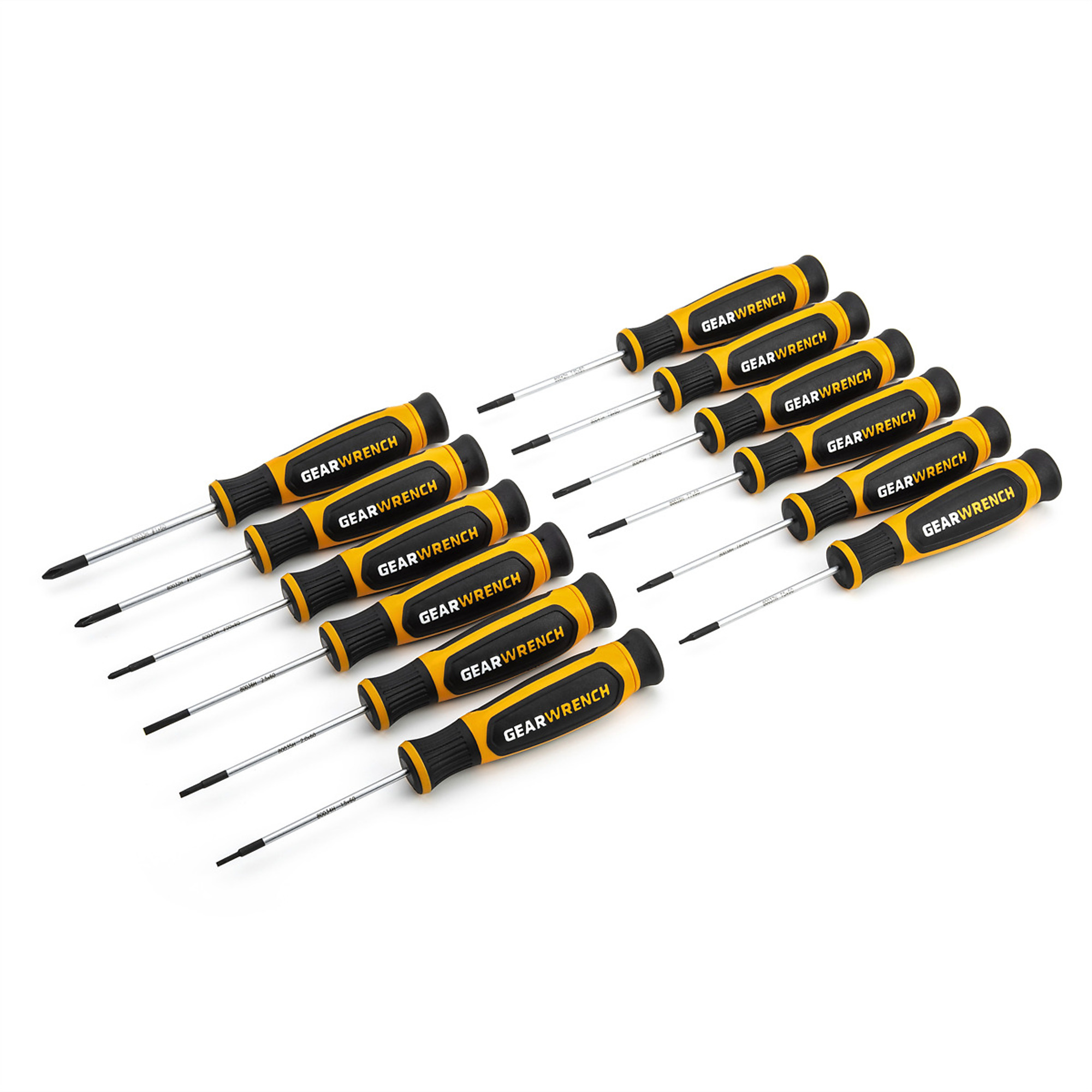 GearWrench 12-Piece Mini Screwdriver Set — Phillips, Slotted, Torx, Dual Material, Model# KDT80057H