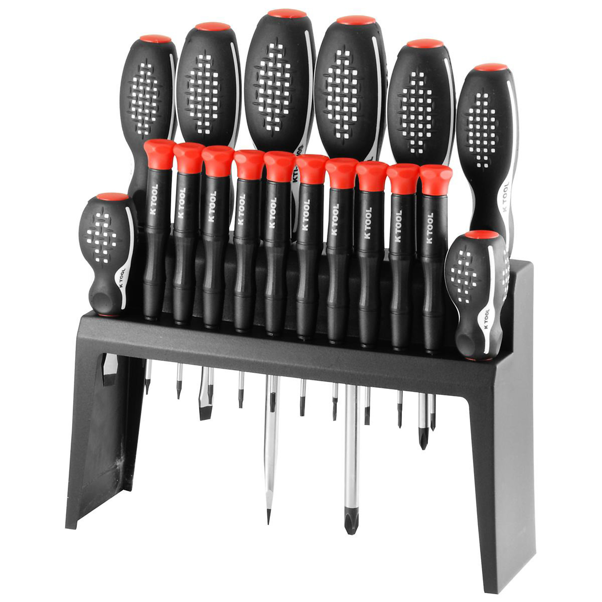 K Tool International 18-Piece Screwdriver Set with Vertical Holder — Chrome Vanadium Steel, Slotted and Phillips, Model# KTI11018