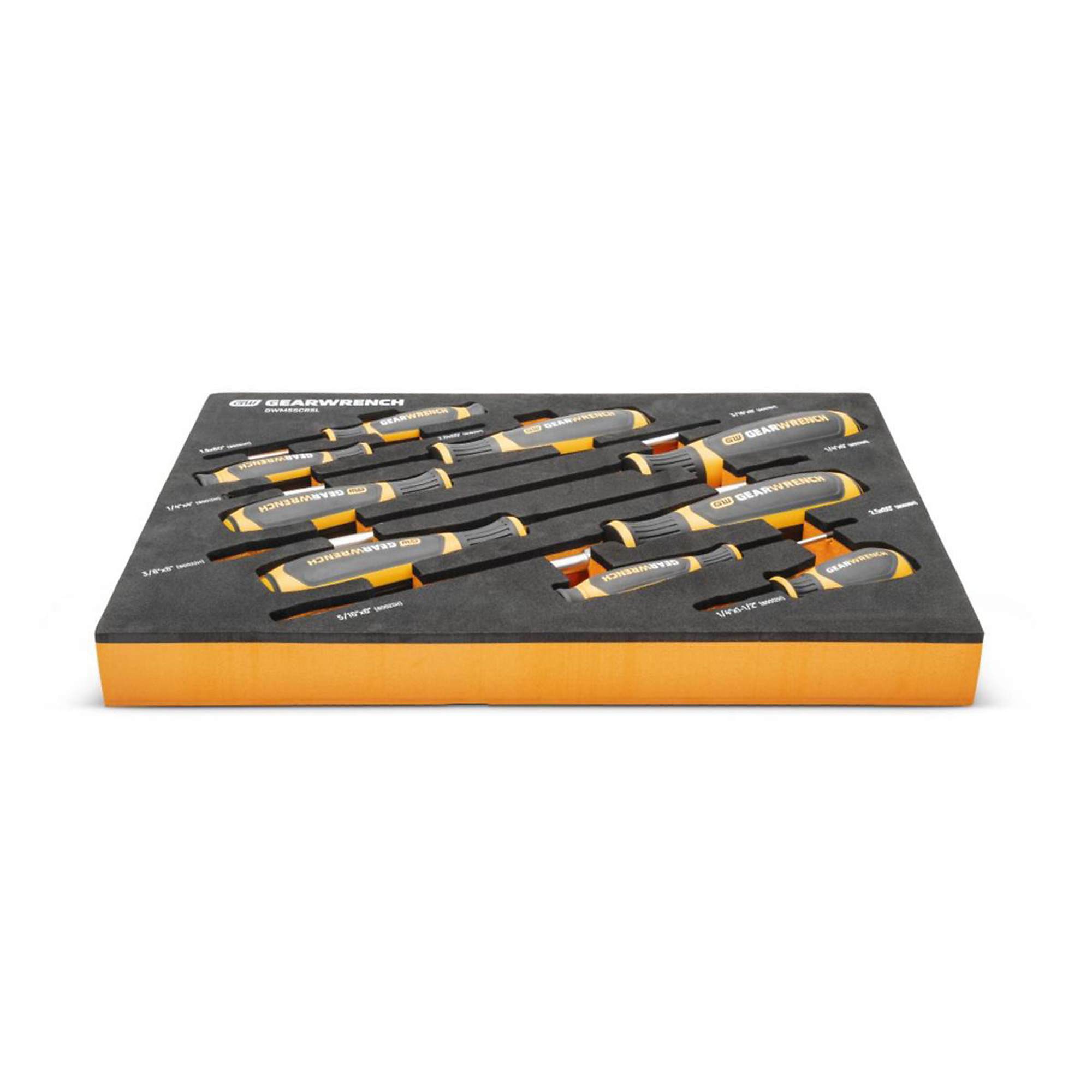 GearWrench Slotted Screwdriver Set — 9-Piece, Dual Material, Foam Storage Tray, Model# KDTGWMSSCRSL