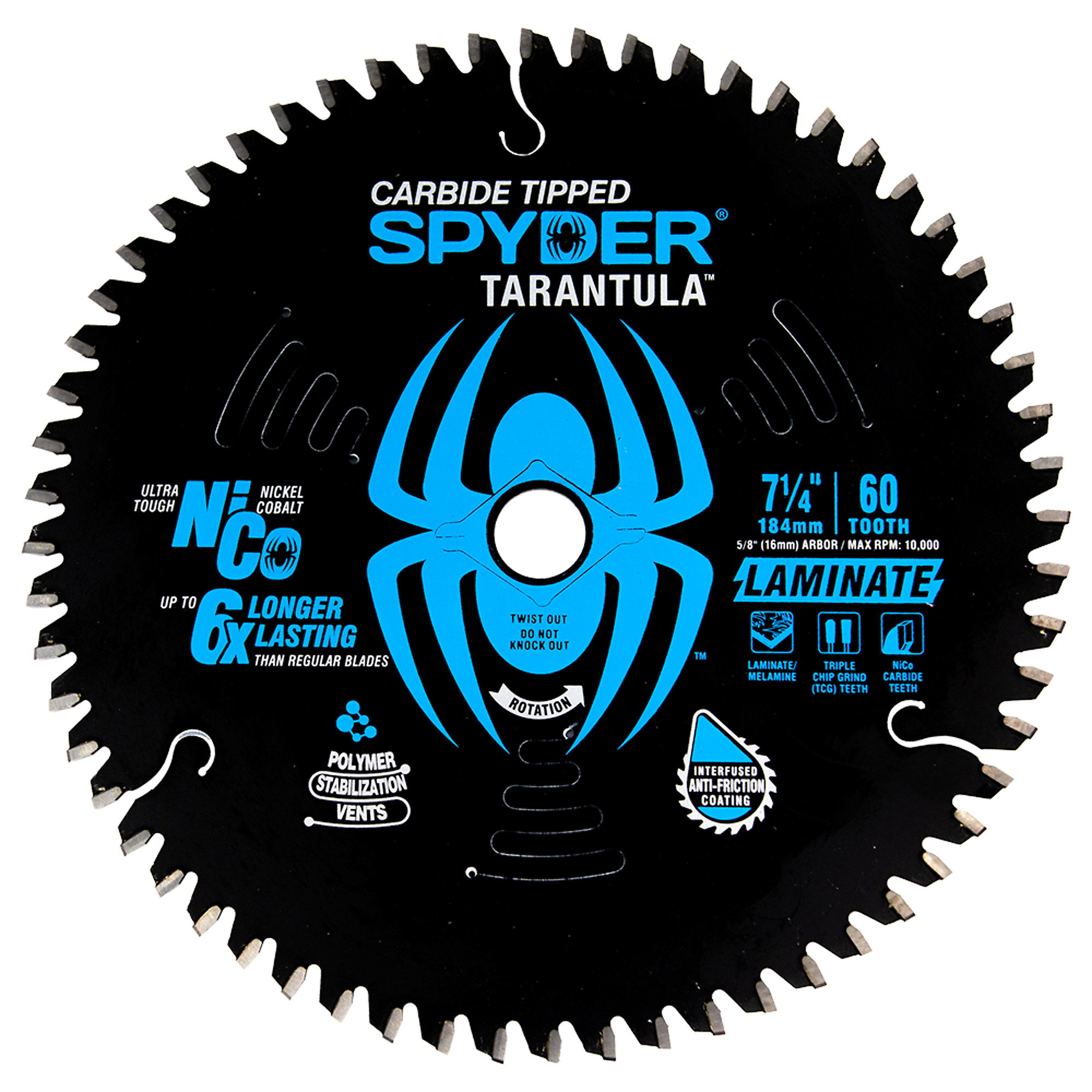SPYDER, Double-Sided 7-1/4in. 60T Circ Tarantula Saw Blade, Blade Diameter 7 1/4 in, Included (qty.) 1 Model# 13020