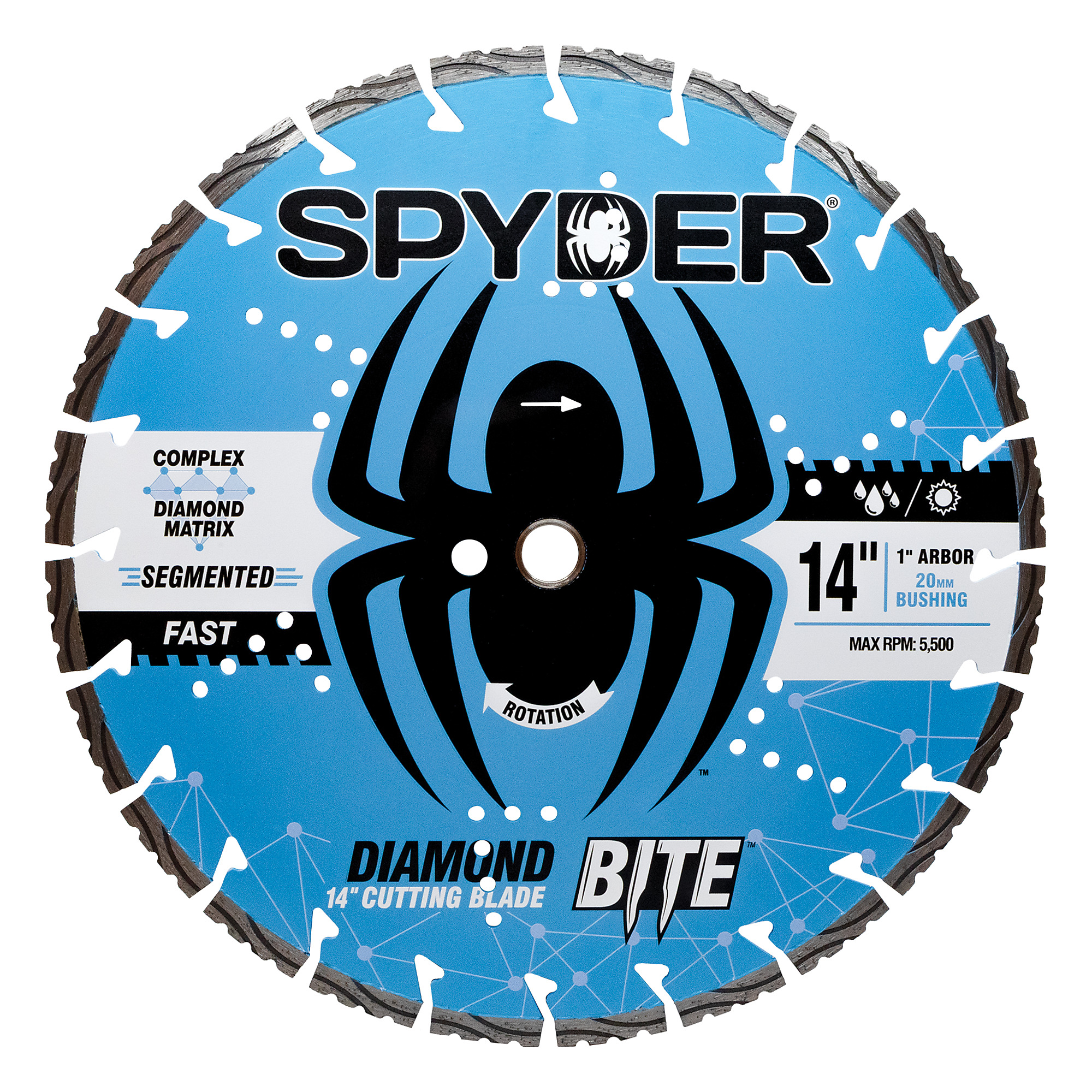 Spyder Wet/Dry Turbo Segmented Diamond Blade - 14in. Dia., Model# 14126