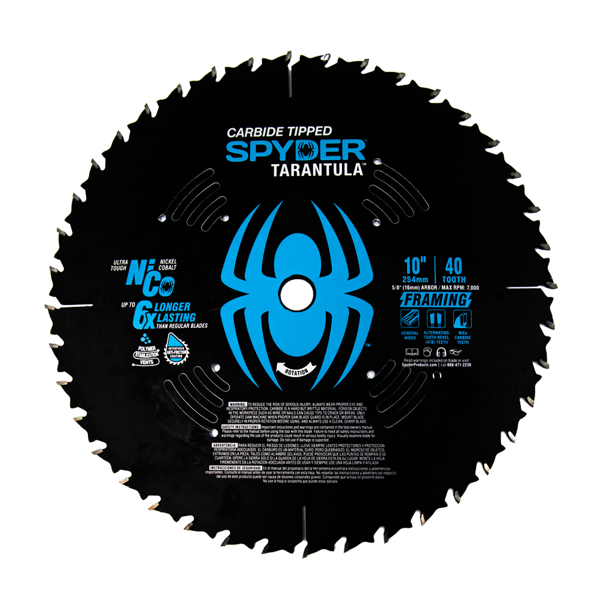 SPYDER, Ultra Fine 10in. 80T TCT Stl Circ Tarantl Saw Blade, Blade Diameter 10 in, Included (qty.) 1 Model# 13026