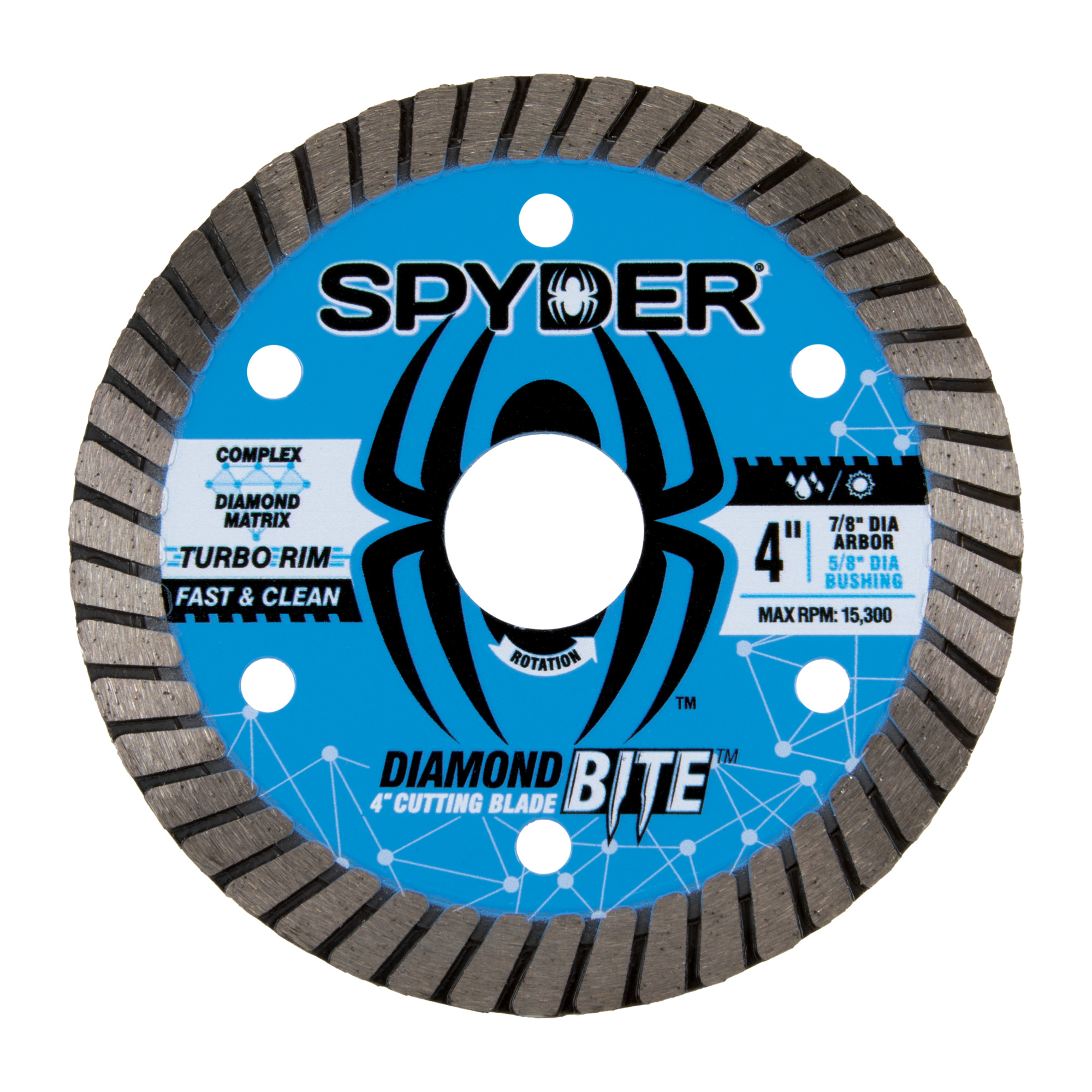 Spyder Wet/Dry Turbo Diamond Saw Blade - 4in. Diameter, Premium Industrial Diamonds, Model# 14115