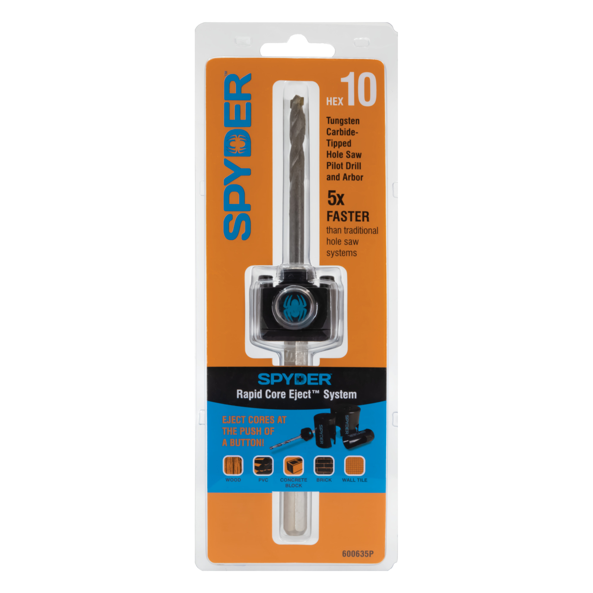 SPYDER Rapid Core Eject™, Hex10 1/2in. TCT Quick Change Hole Saw Arbor ...