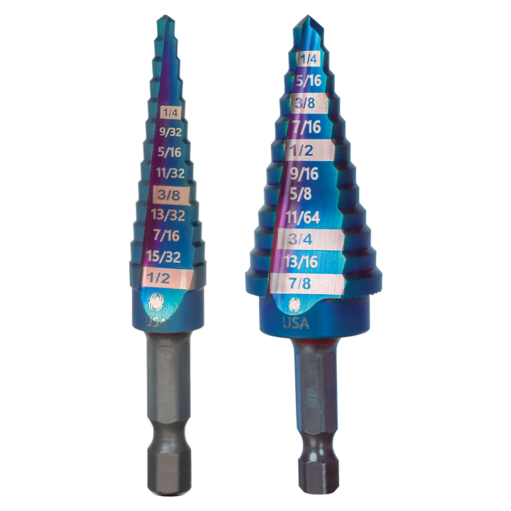SPYDER Stinger™ Mach-Blue™, 2-Piece Hex Shank 12 and 13 Step Drill Bit SeT, Included (qty.) 2 Model# 19025