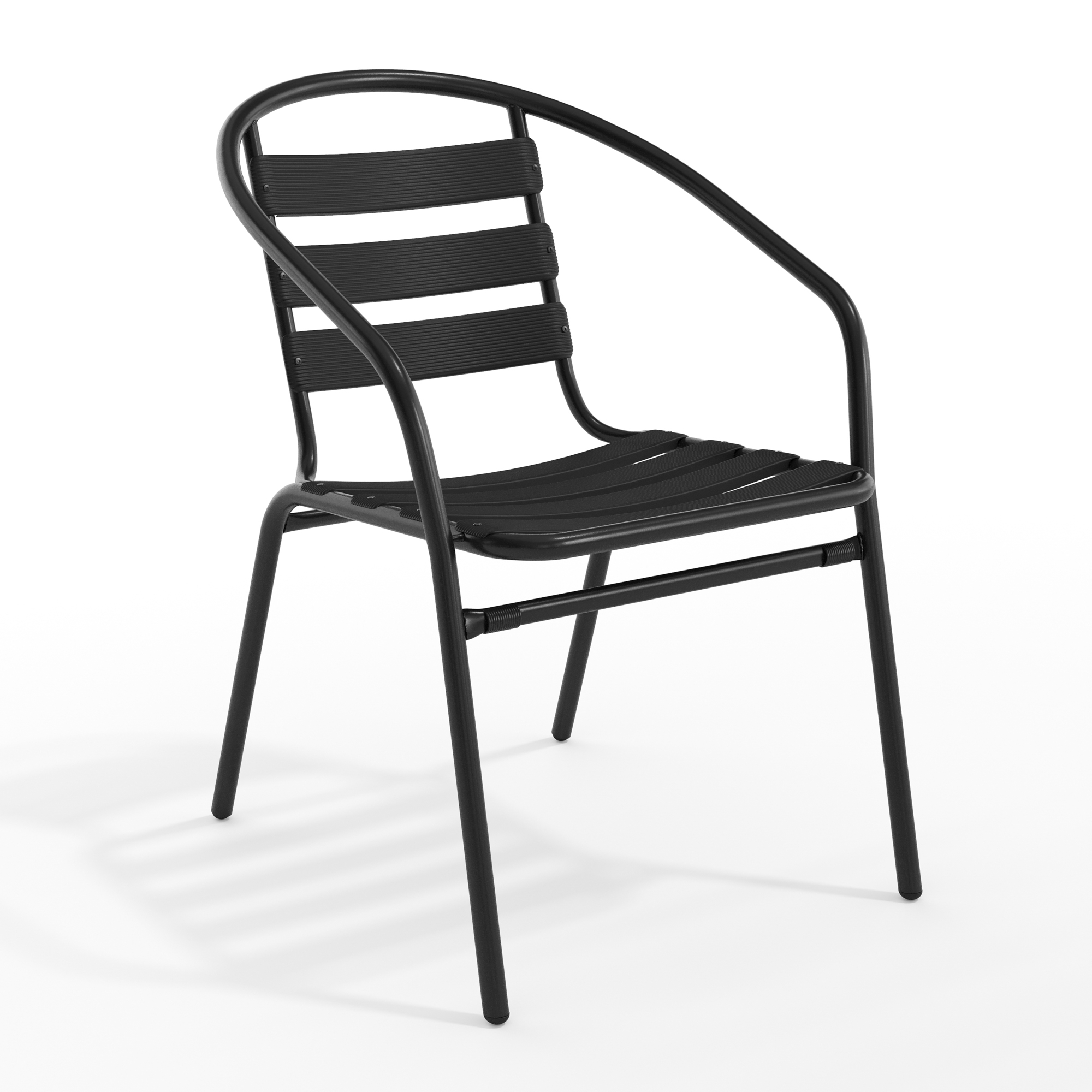 Flash Furniture Stackable Metal Chair with Aluminum Slats, Black, Model# TLH017CBK