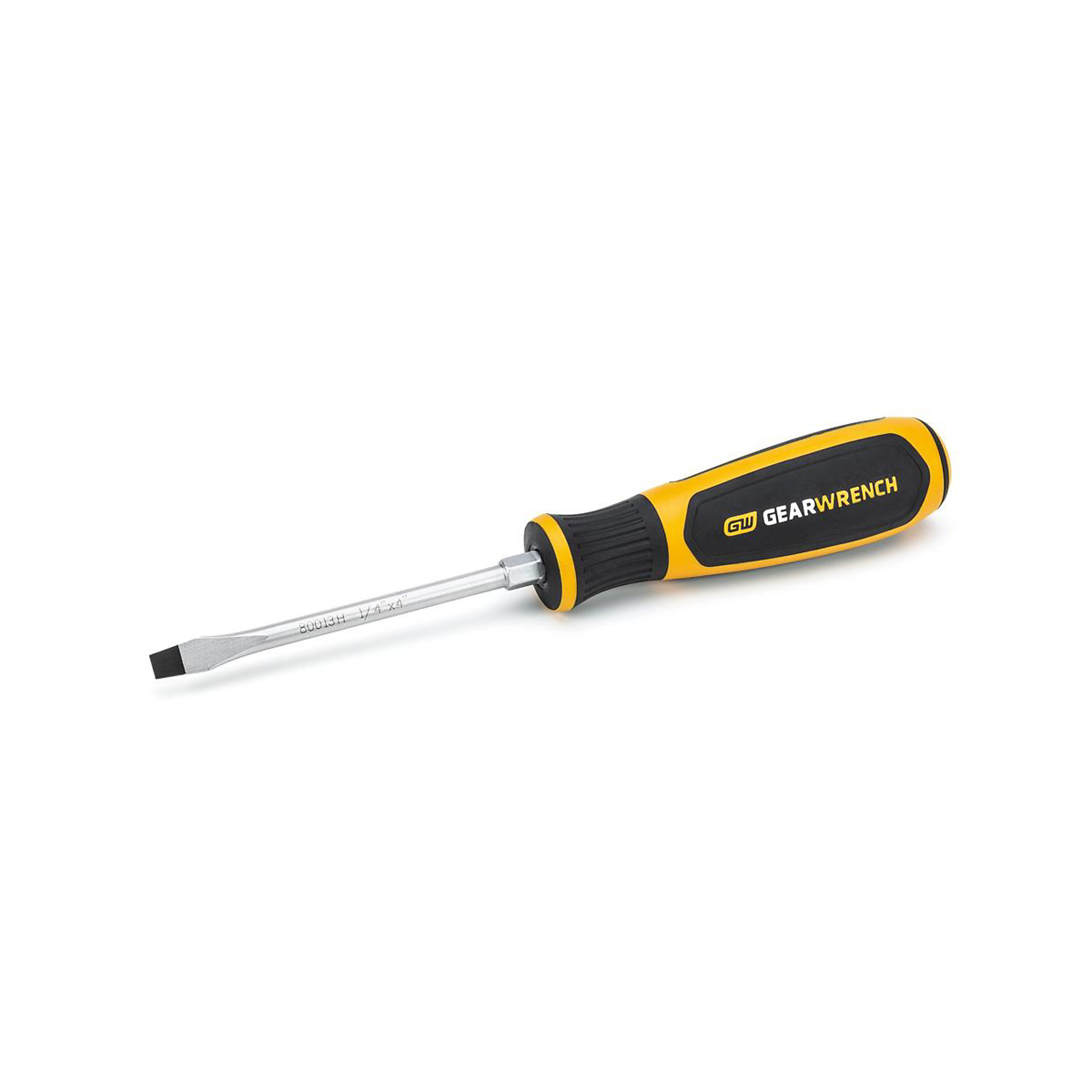 GearWrench Slotted Dual Material Screwdriver — 1/4in. x 4in., Model# KDT80013H